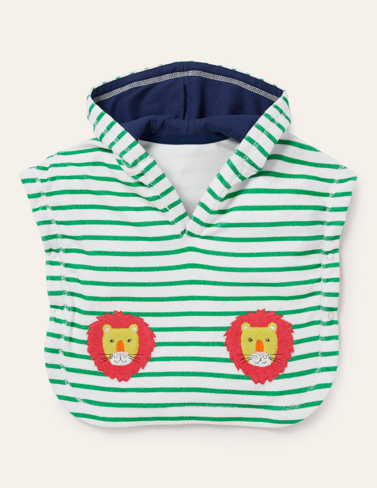 Towelling Throw on-Green/Ivory Lions-1