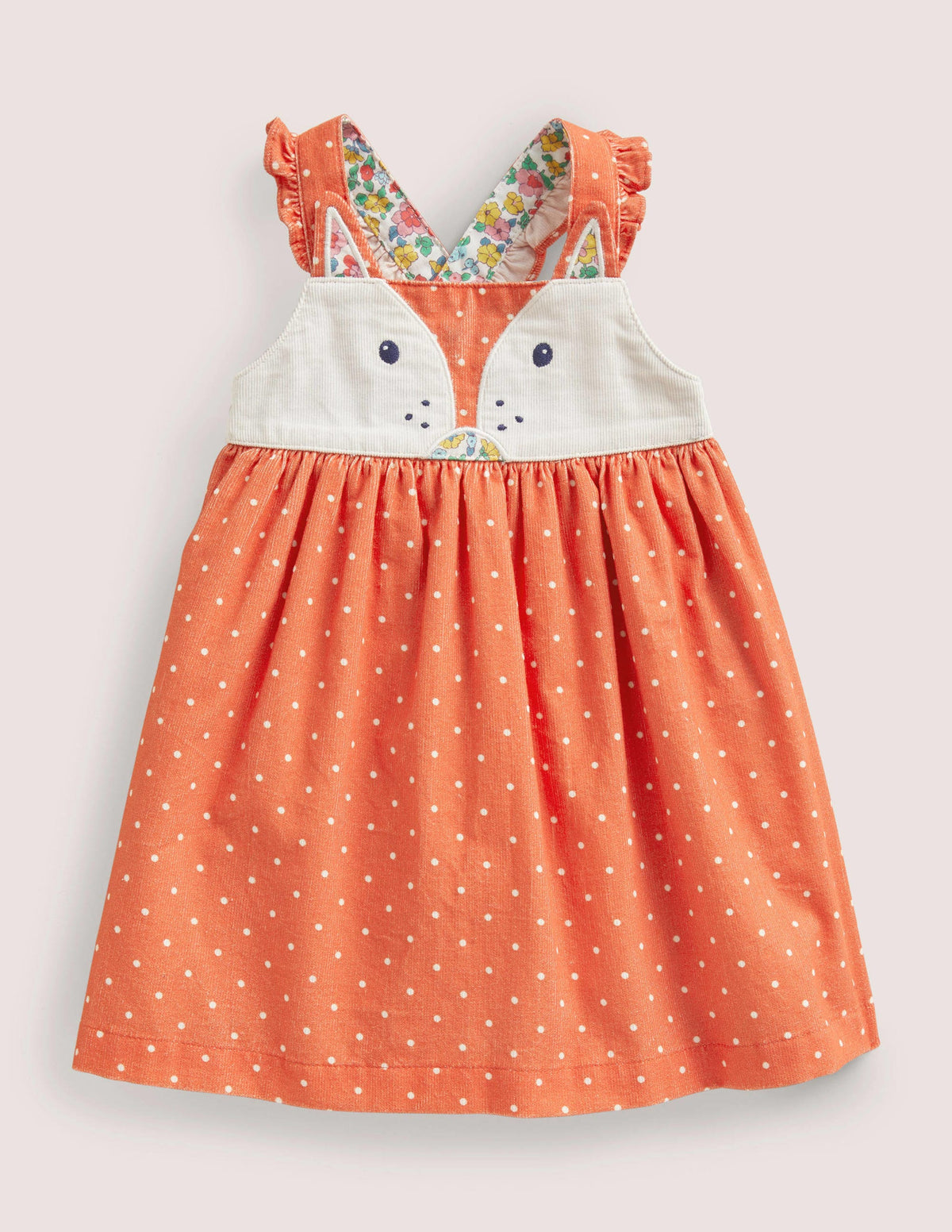 Cord Pinnie Dress-Tigerlily Orange Pin Spot Fox - Image 1