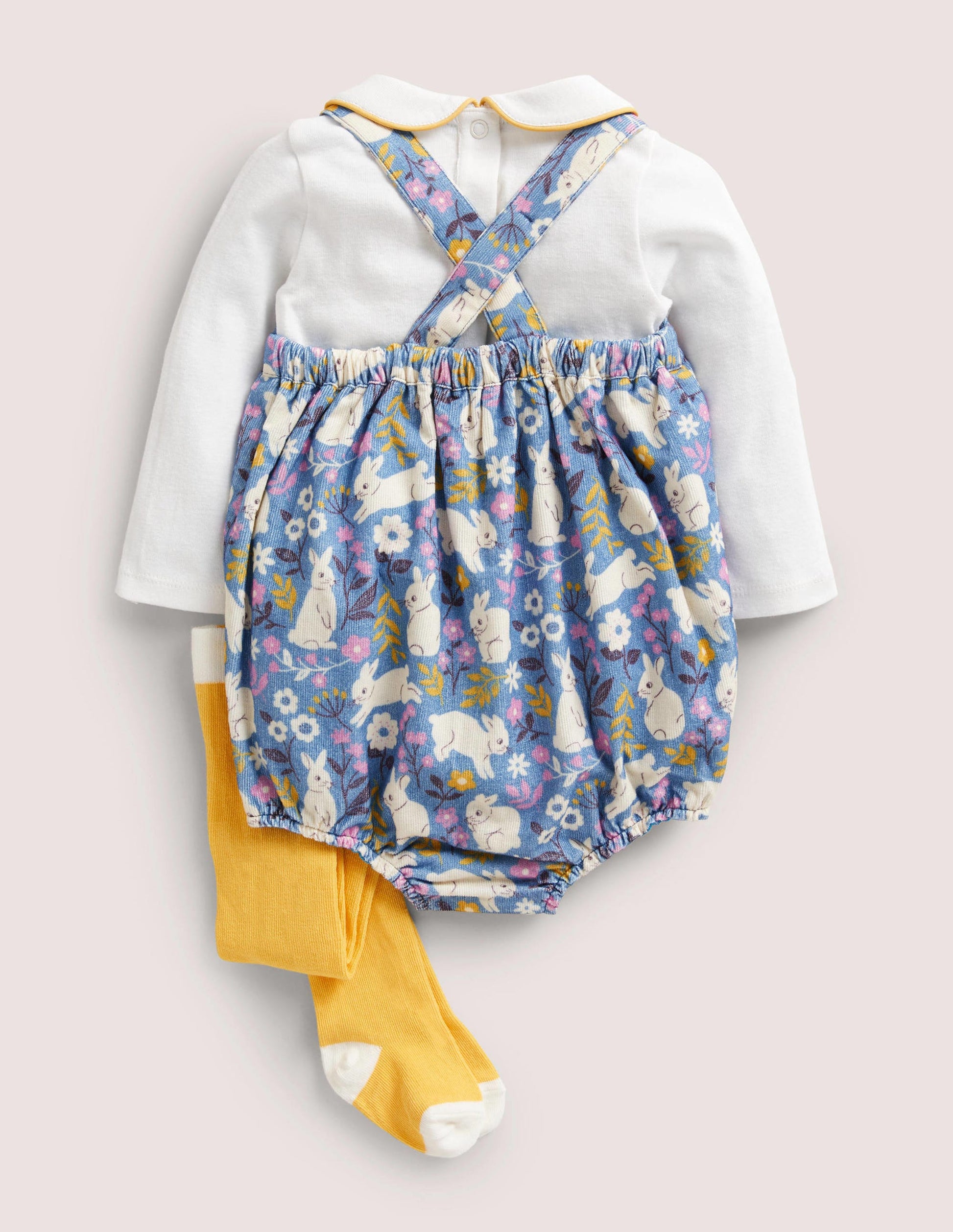 Printed Romper 3 Piece Set-Blue Bunny Field-2