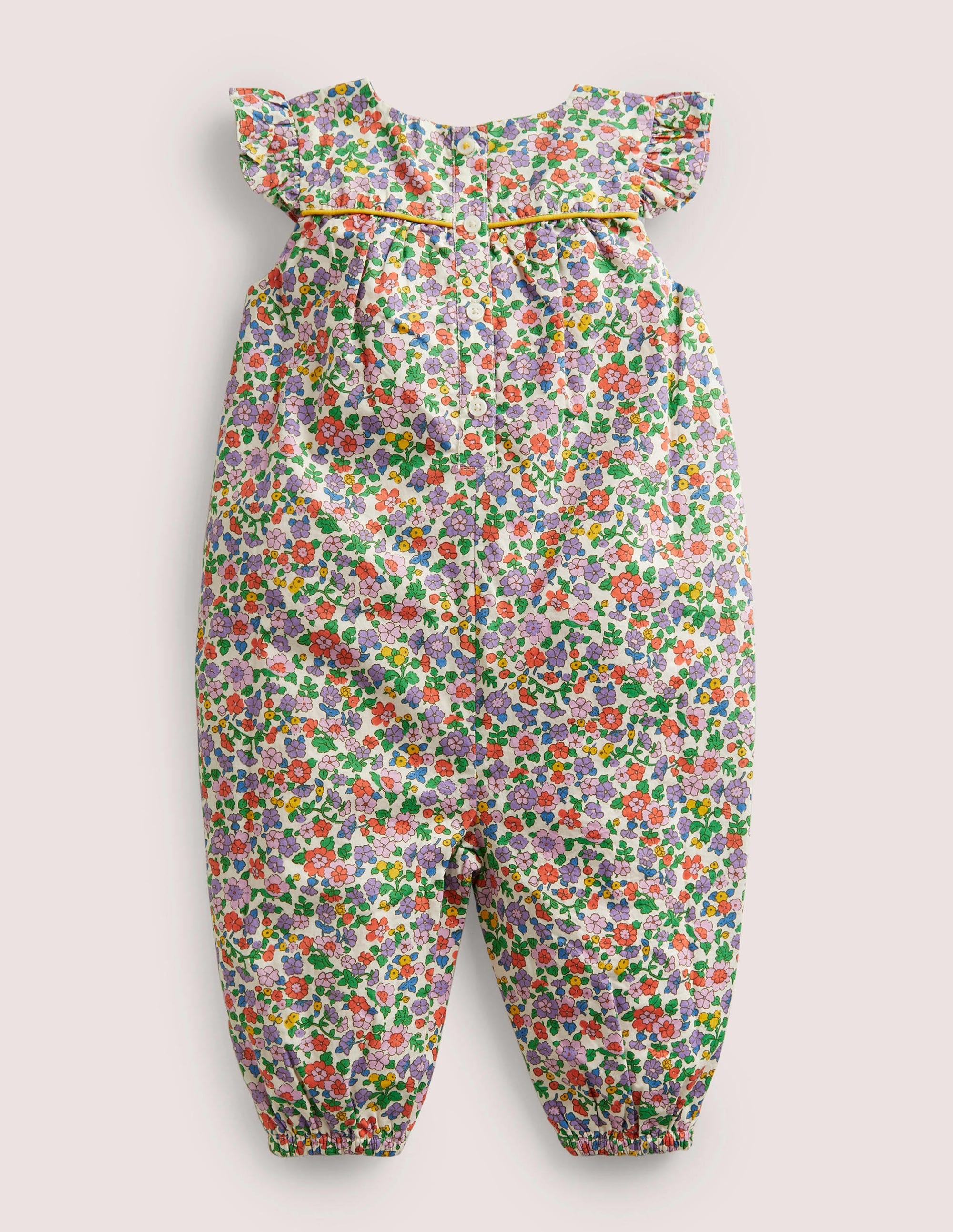 Ruffle Printed Rompers-Aster Purple Floral - Image 2