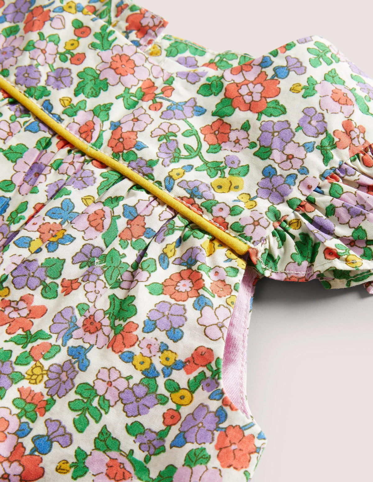 Ruffle Printed Rompers-Aster Purple Floral-3