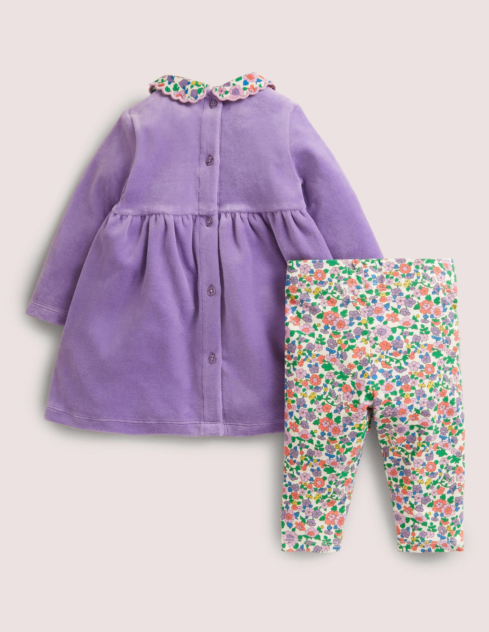 Velour Dress and Legging Set-Aster Purple Floral - Image 2