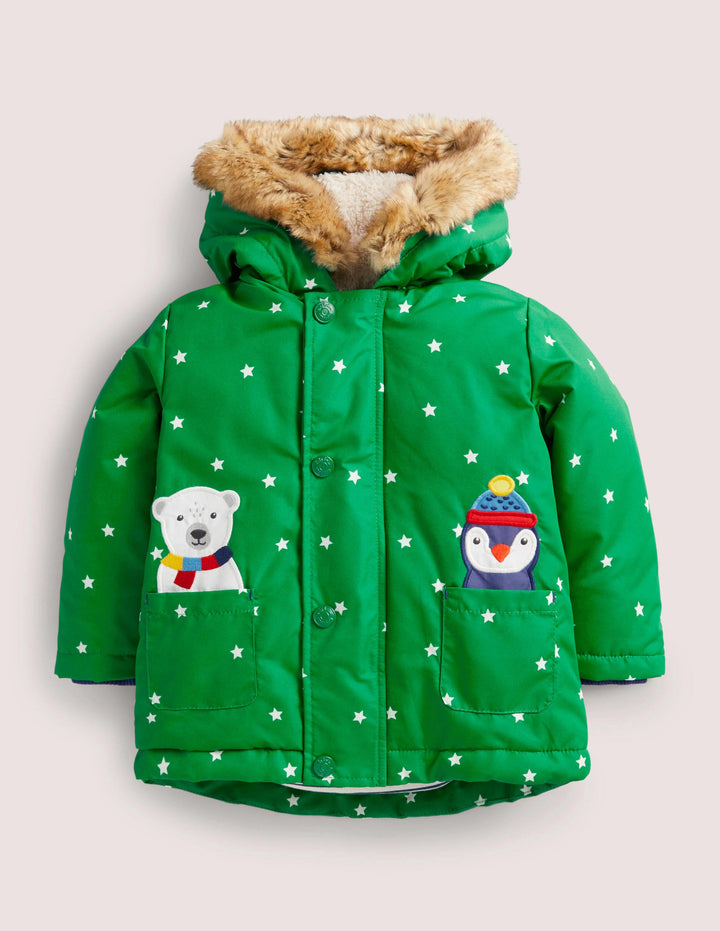 3-in-1 Coat-Highland Green Arctic Animals