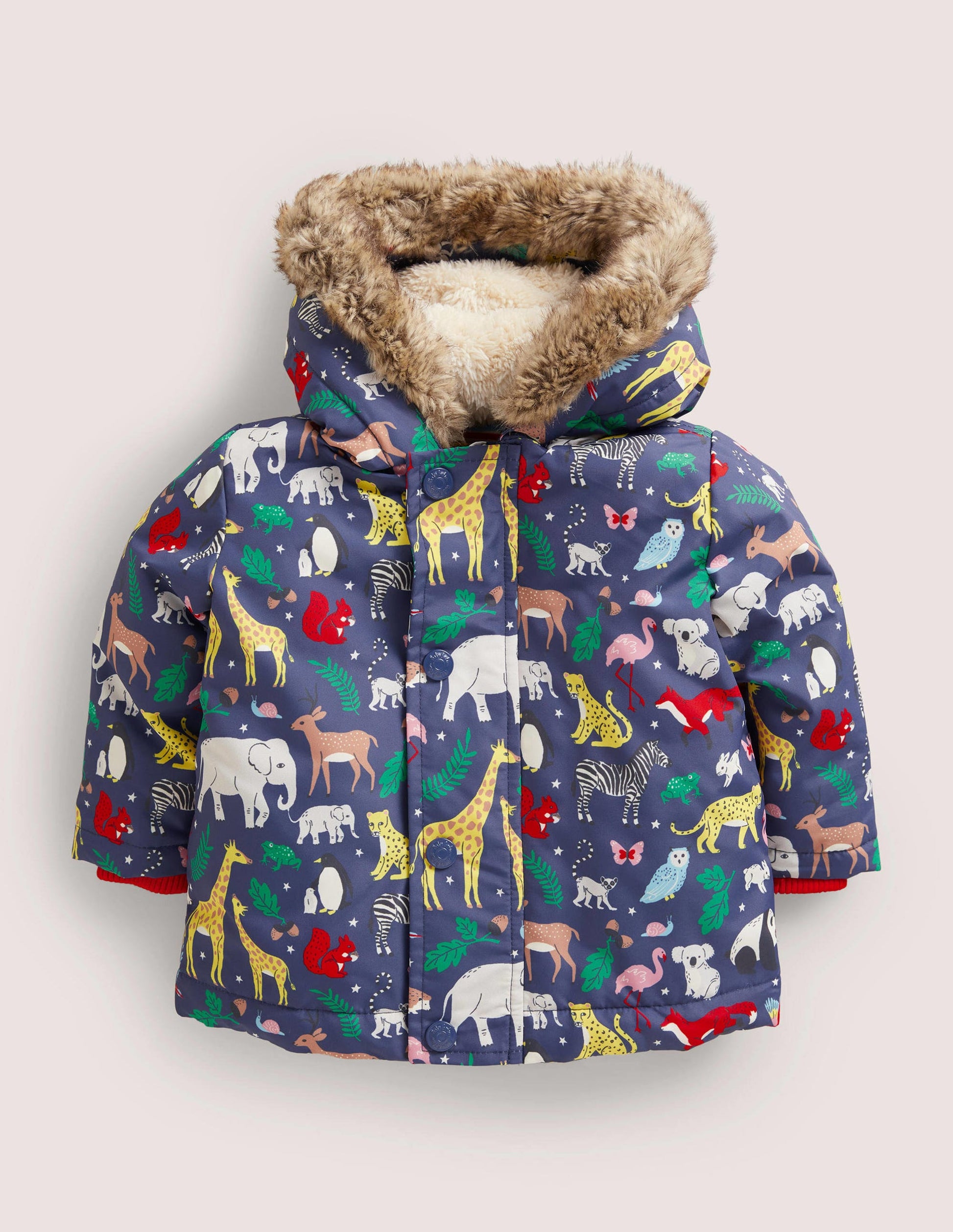 Navy 3-in-1 Animal Print Hooded Coat-Navy Multi Animals-1