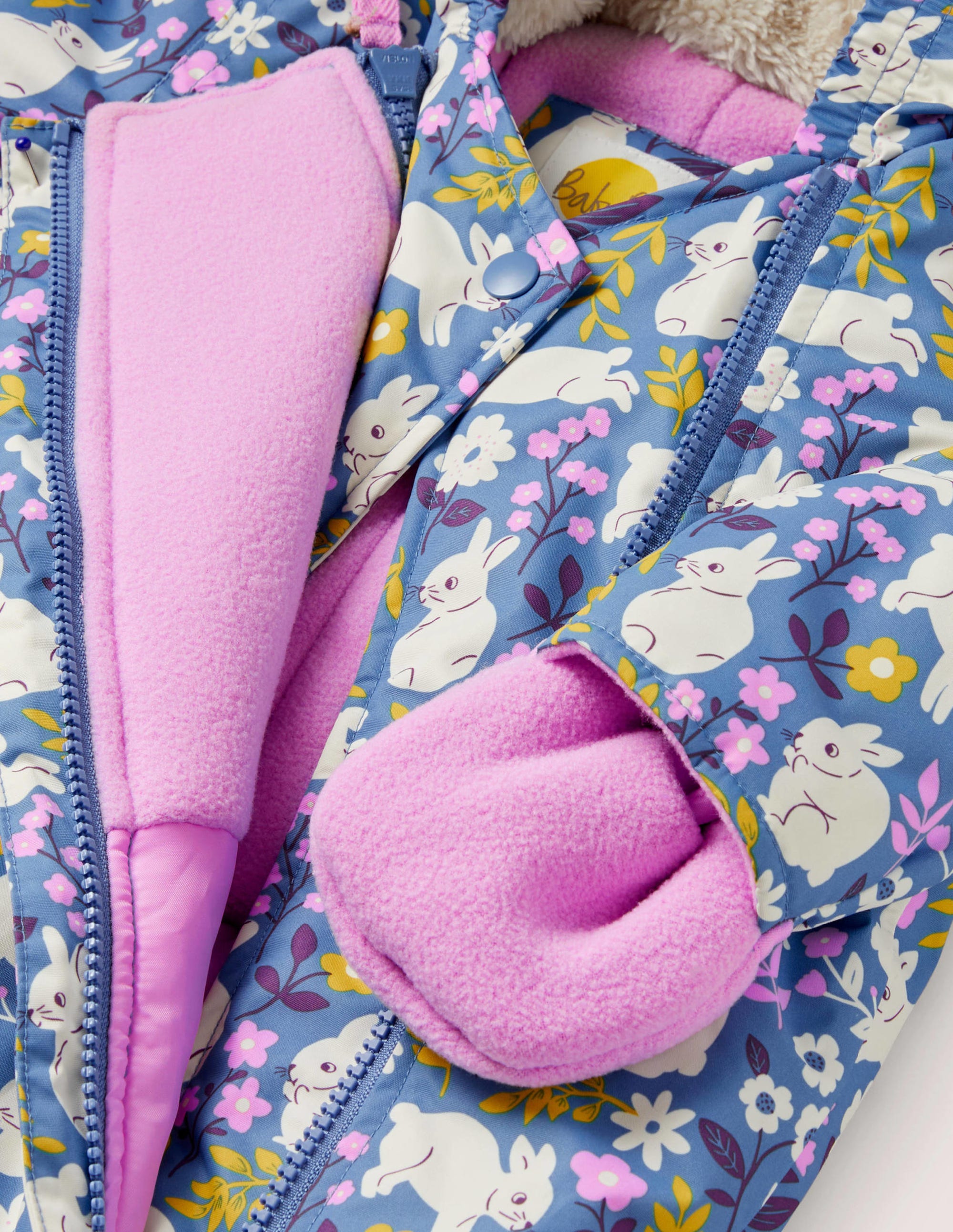 Printed Snowsuit-Riviera Blue Bunny Field - Image 3