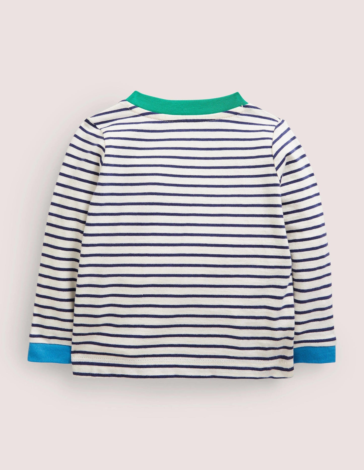 Long-sleeved Appliqué T-shirt-Ivory/Navy Global Animals