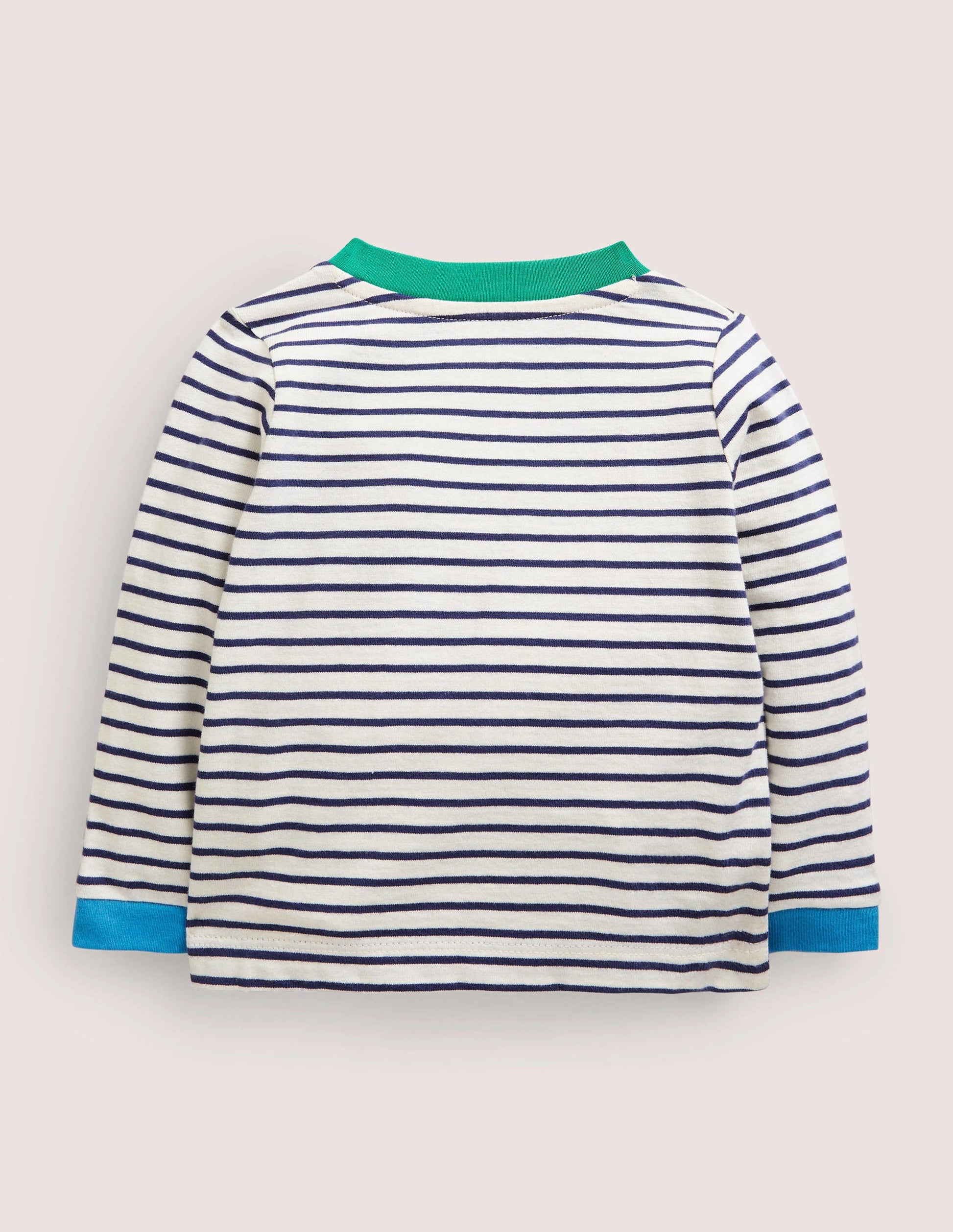 Long-sleeved Appliqué T-shirt-Ivory/Navy Global Animals-2