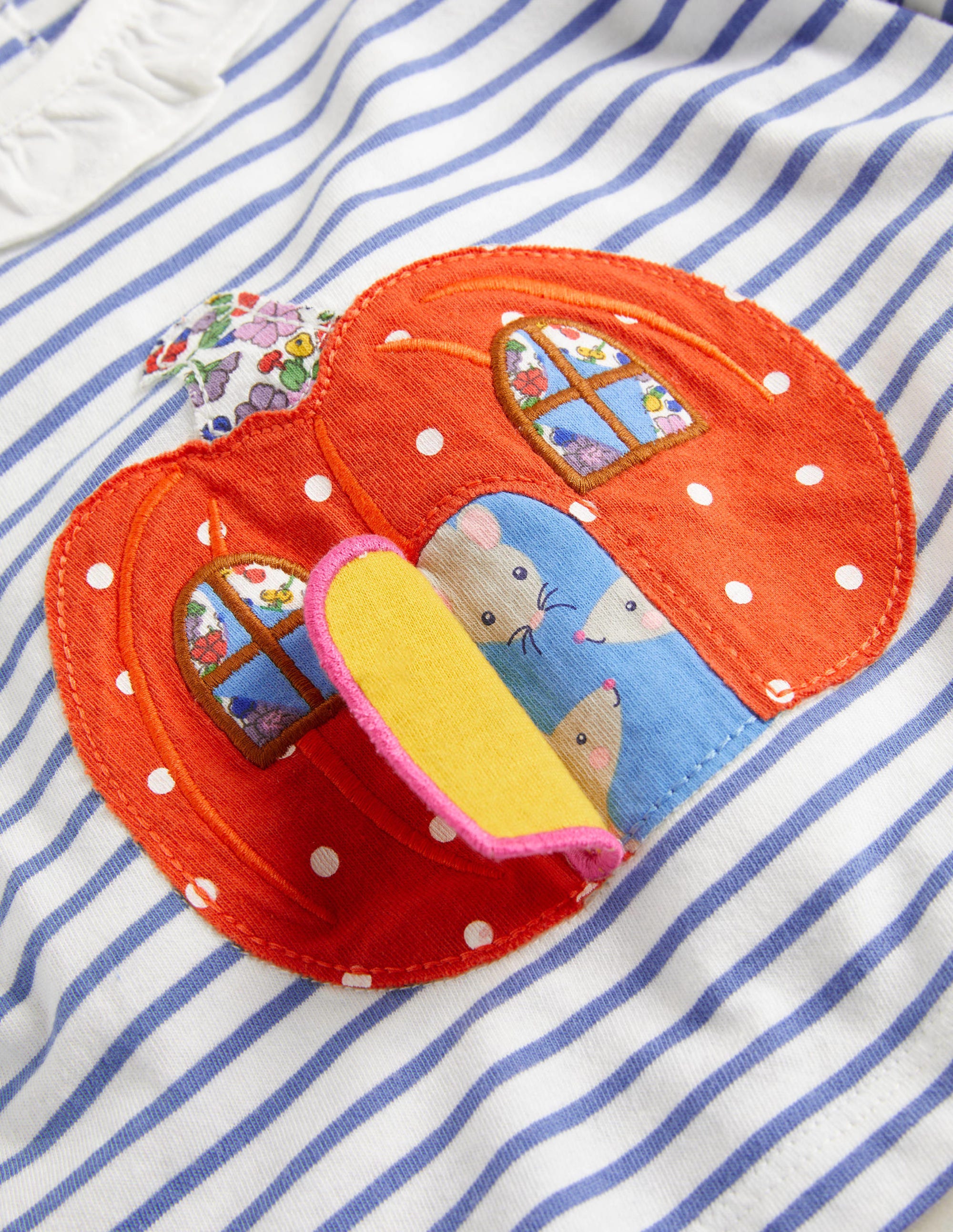 Pumpkin Stripe Lift-the-Flap Halloween Top-Blue/Orange Pumpkin - Image 3
