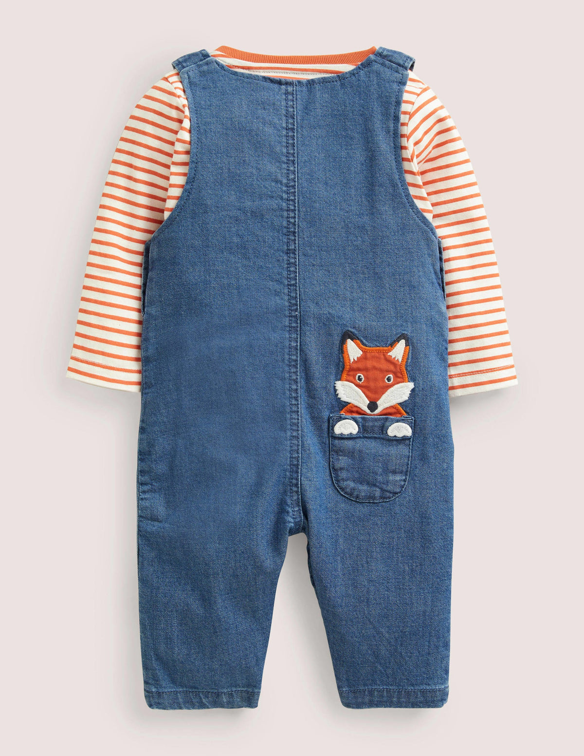 Denim Dungaree Set-Mid Chambray Animals-2