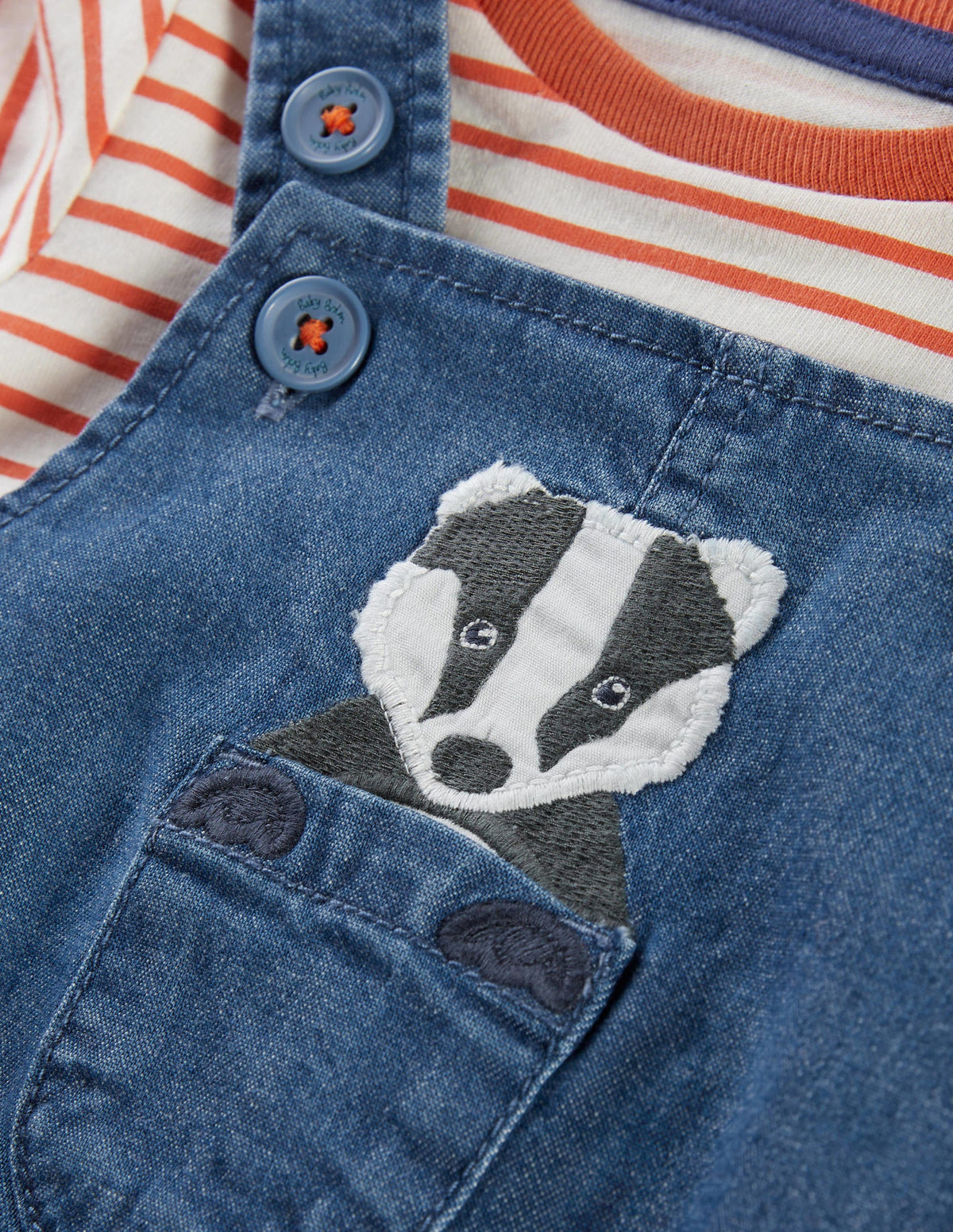 Denim Dungaree Set-Mid Chambray Animals - Image 3