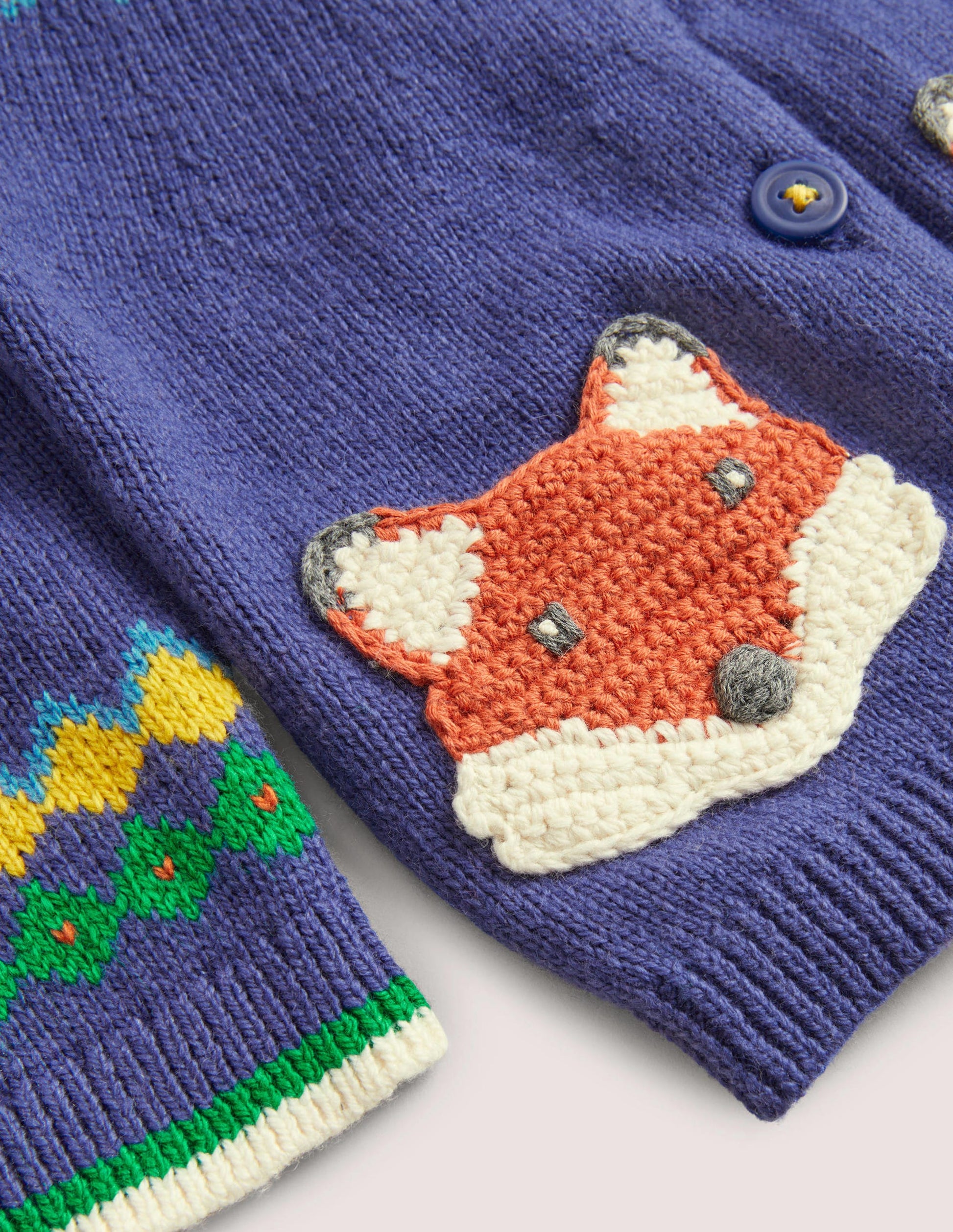 Fair Isle Yoke Cardigan-Starboard Blue Fairisle Fox-3