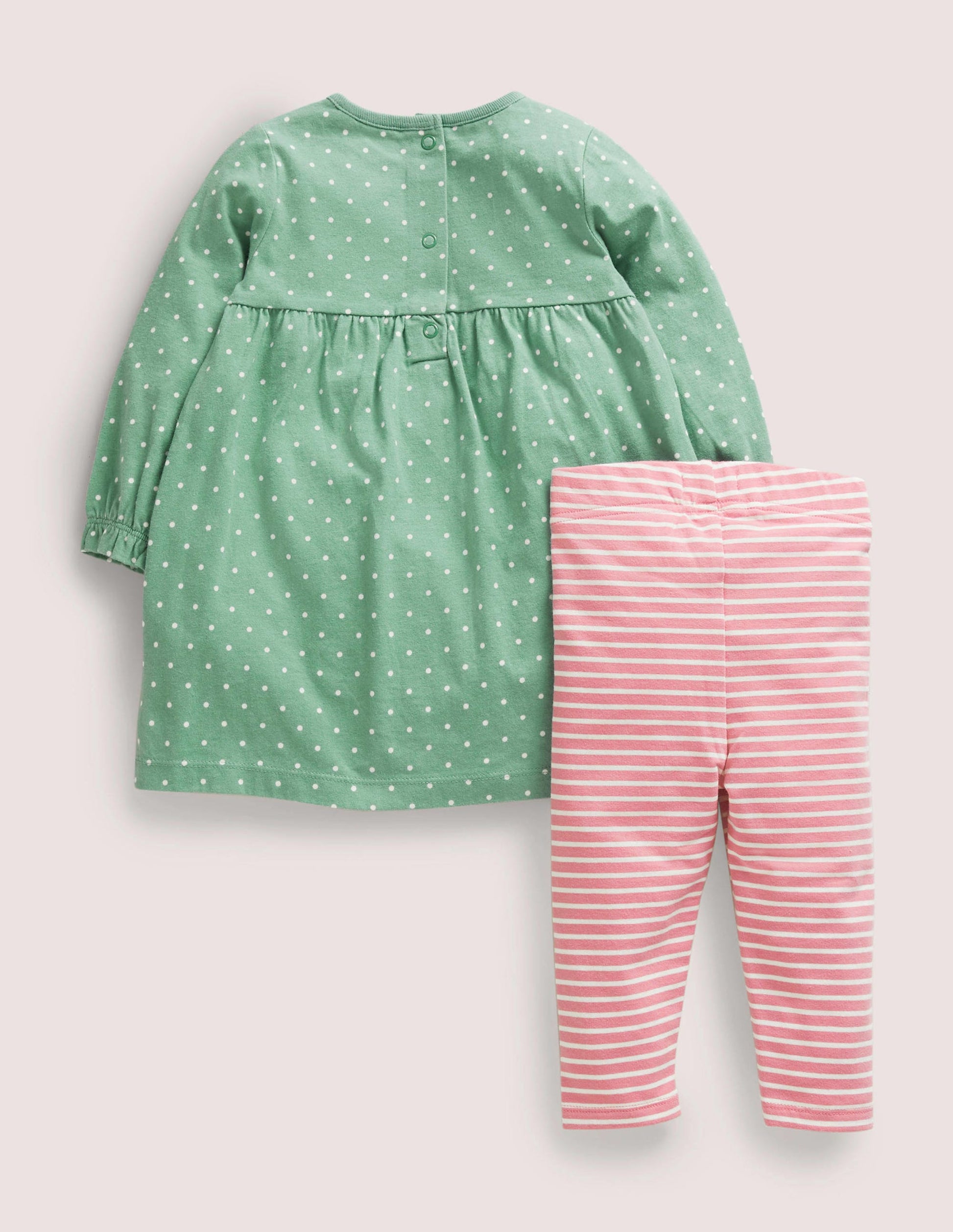 Appliqué Dress and Legging Set-Green Festive Friends-2