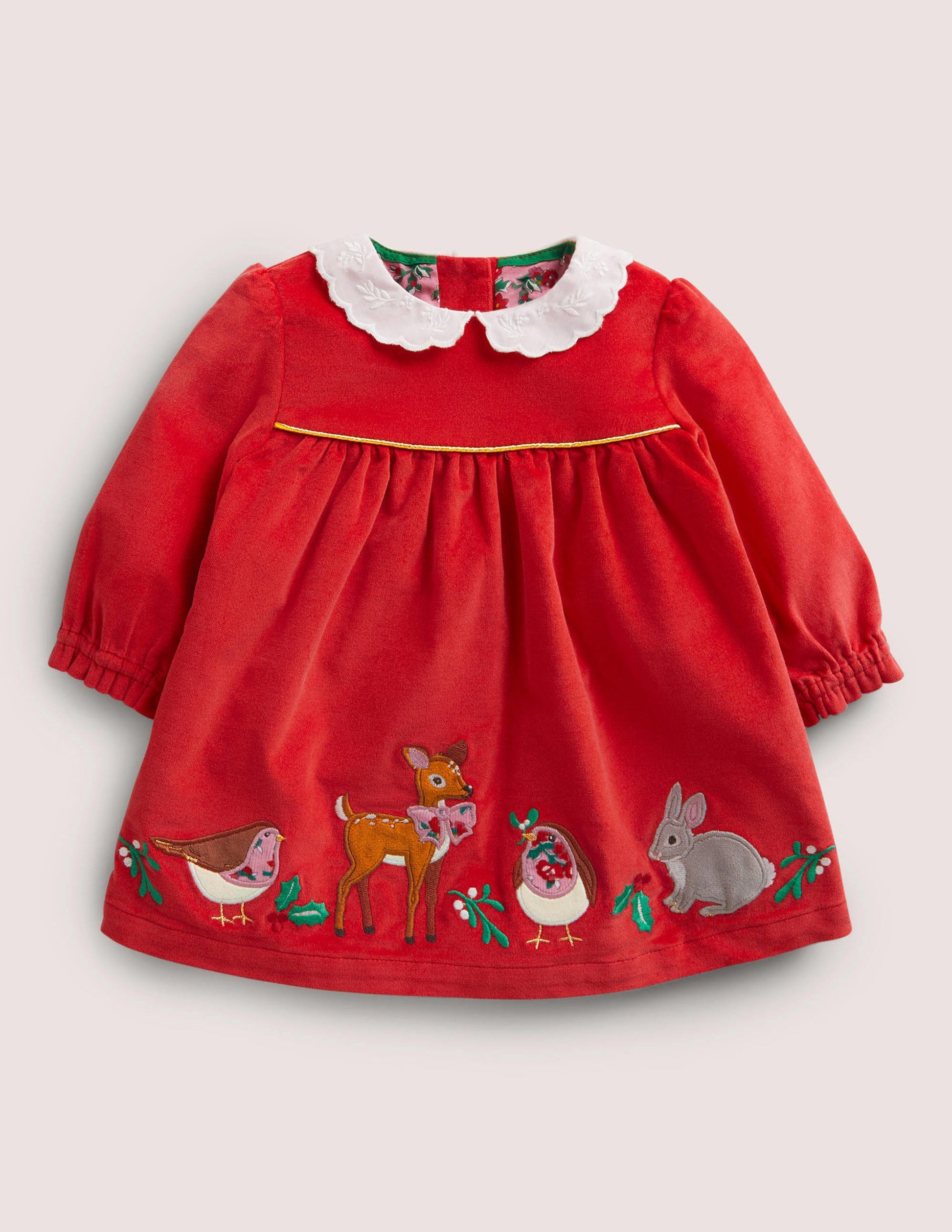 Red Animal Appliqué Velvet Dress-Rockabilly Red Animals-1