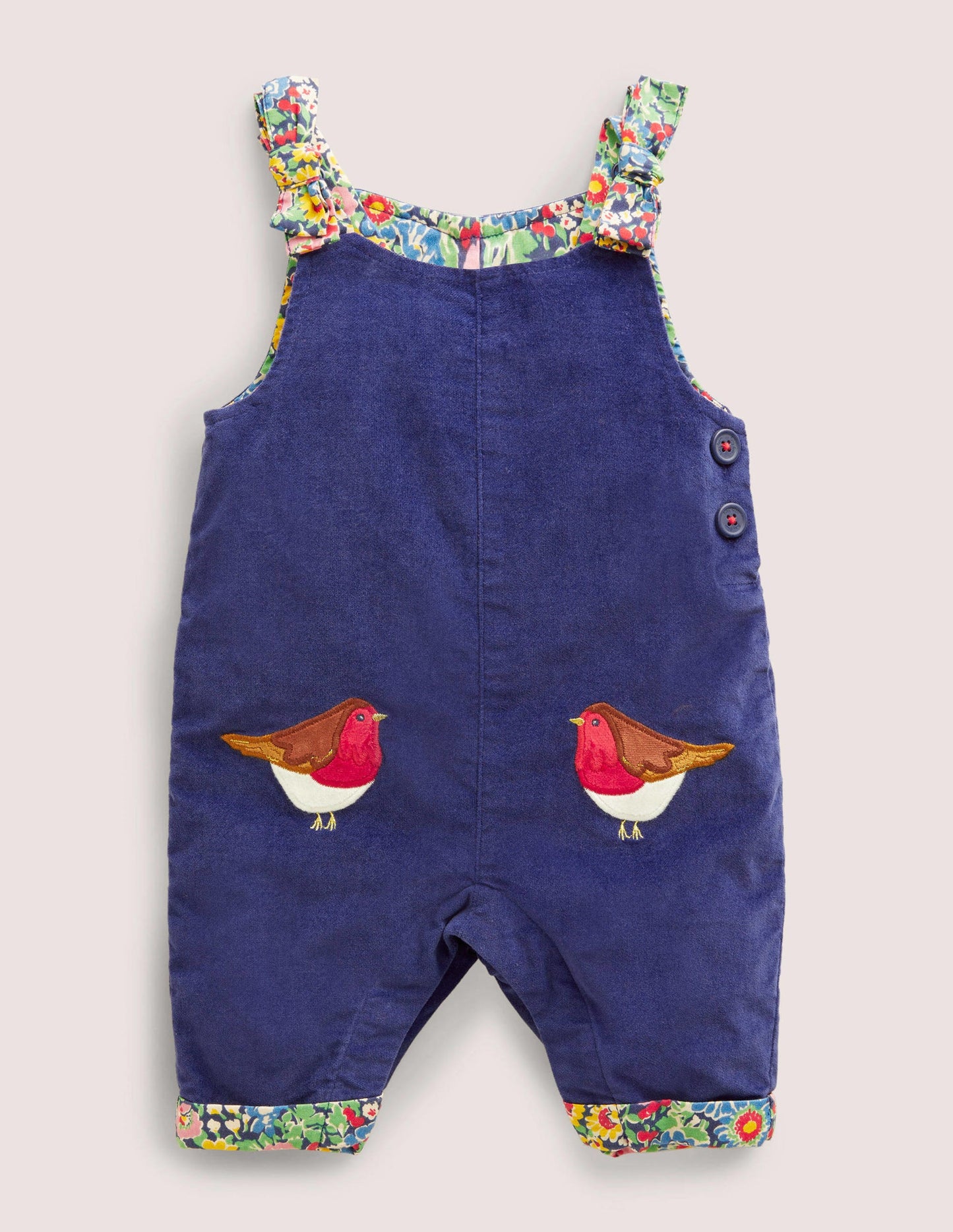 Velvet Dungaree-Starboard Blue Robins