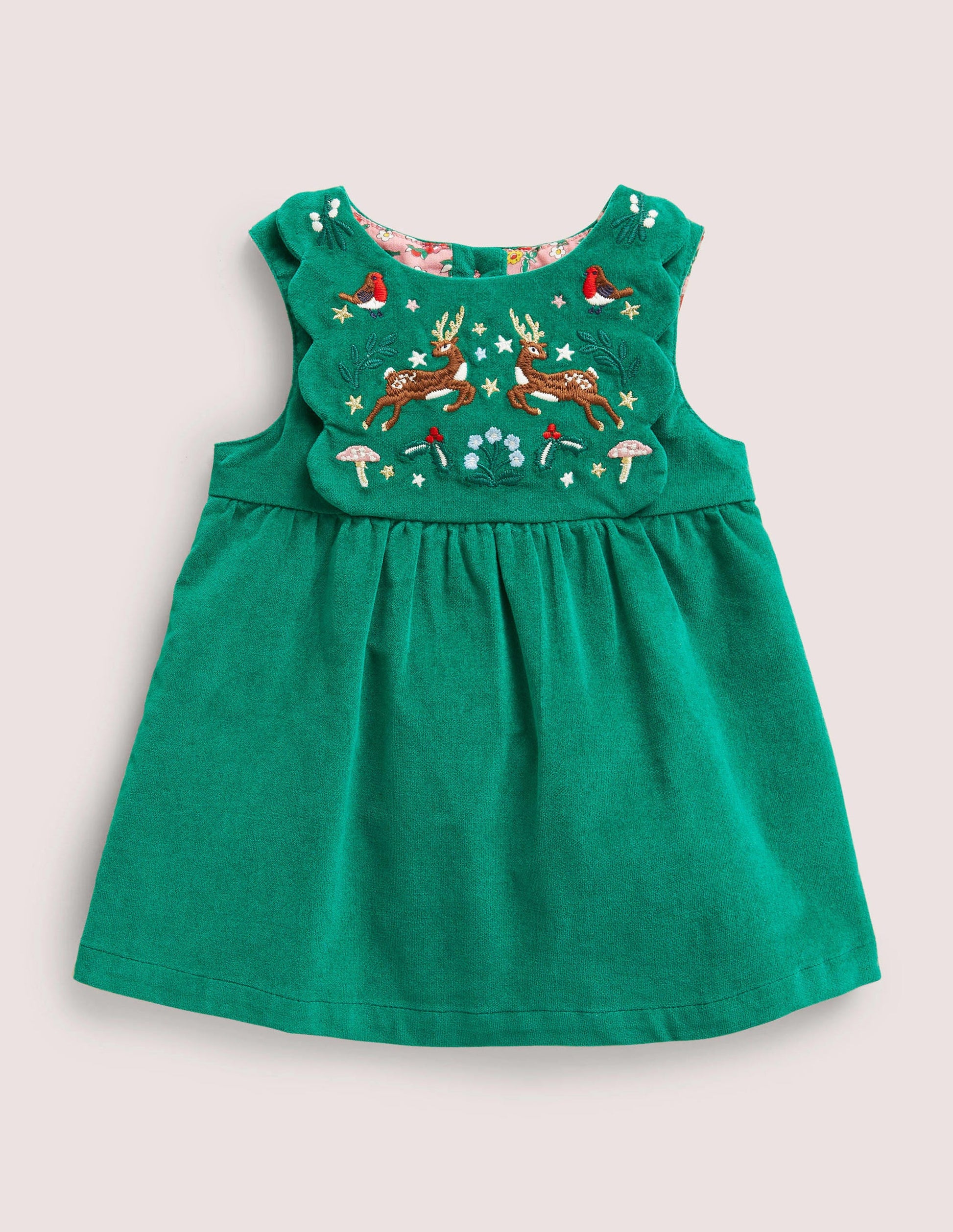 Velvet Pinnie Dress-Shady Glade Green Festive-1