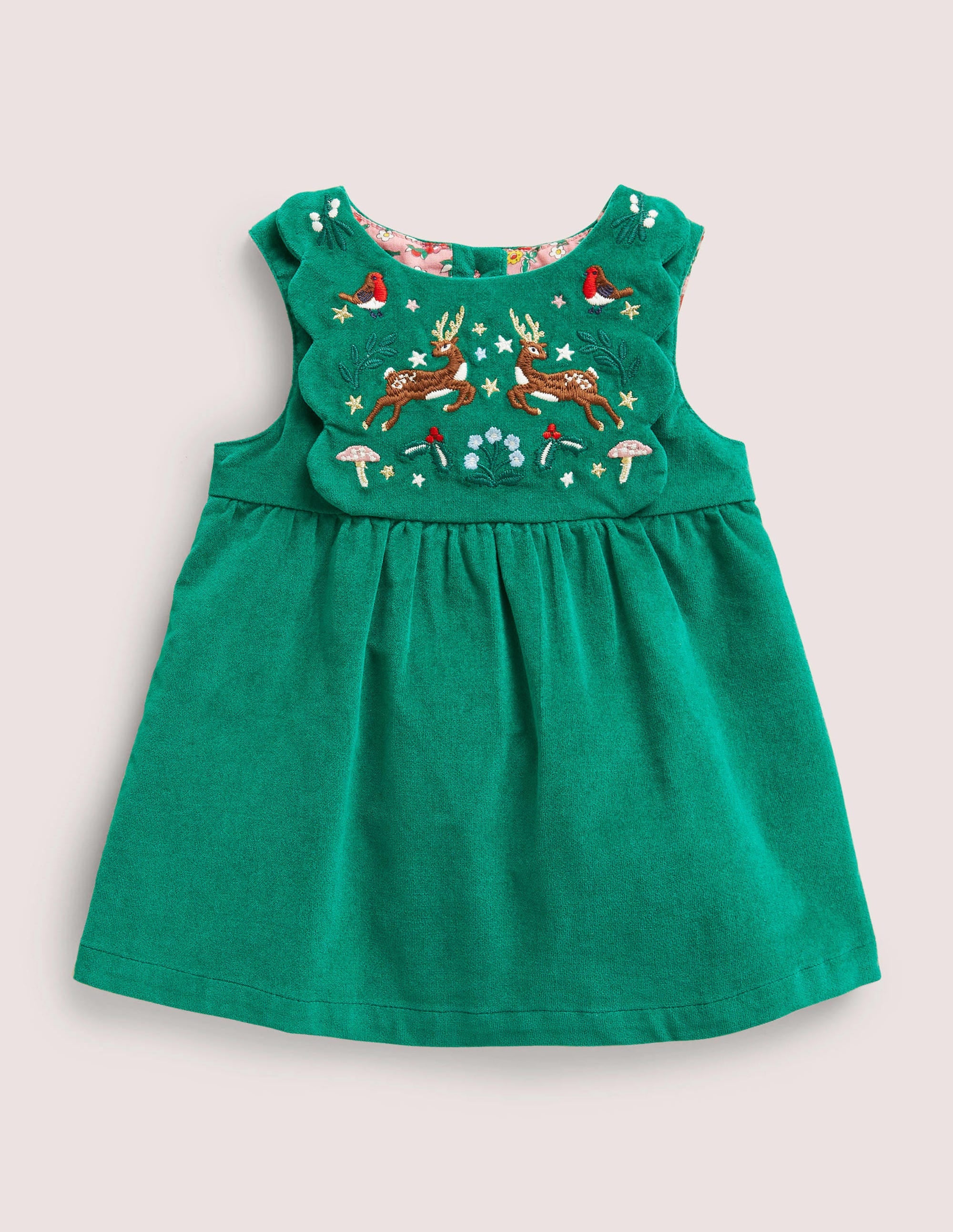 Velvet Pinnie Dress-Shady Glade Green Festive - Image 1