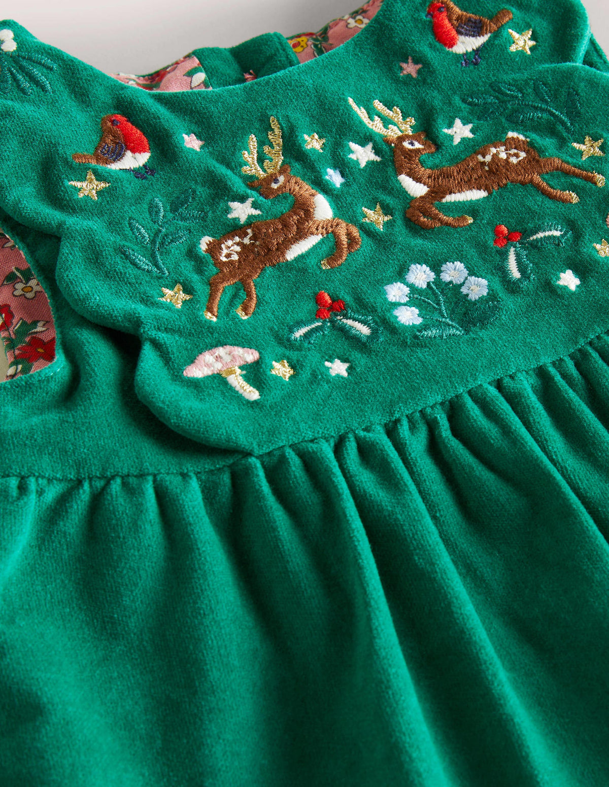 Velvet Pinnie Dress-Shady Glade Green Festive-3