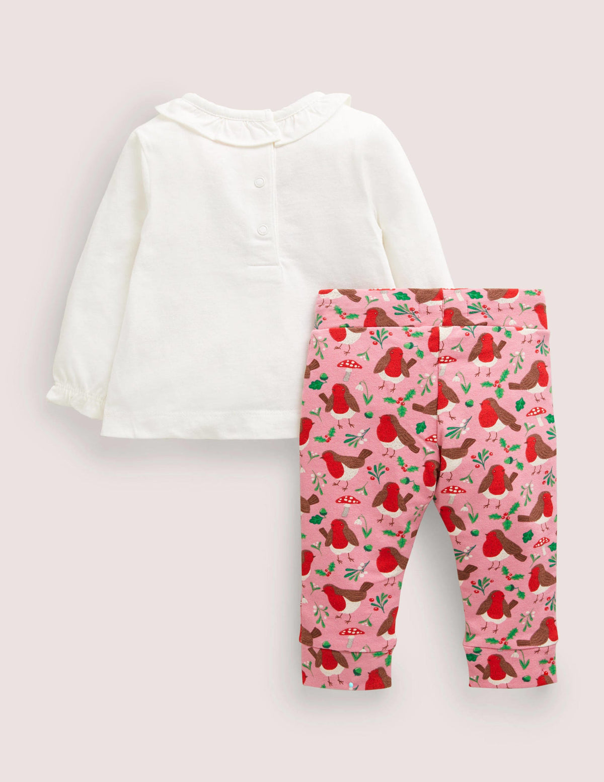 Appliqué Top & Leggings Set-Boto Pink Robins - Image 2