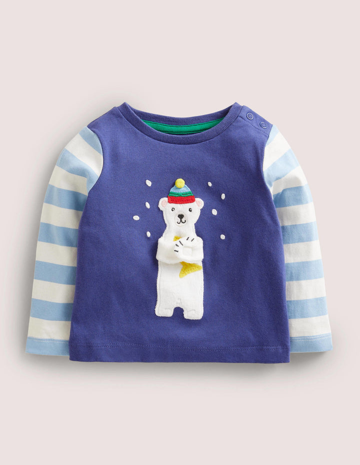 Hugging Logo T-Shirt-Starboard Blue Polar Bear