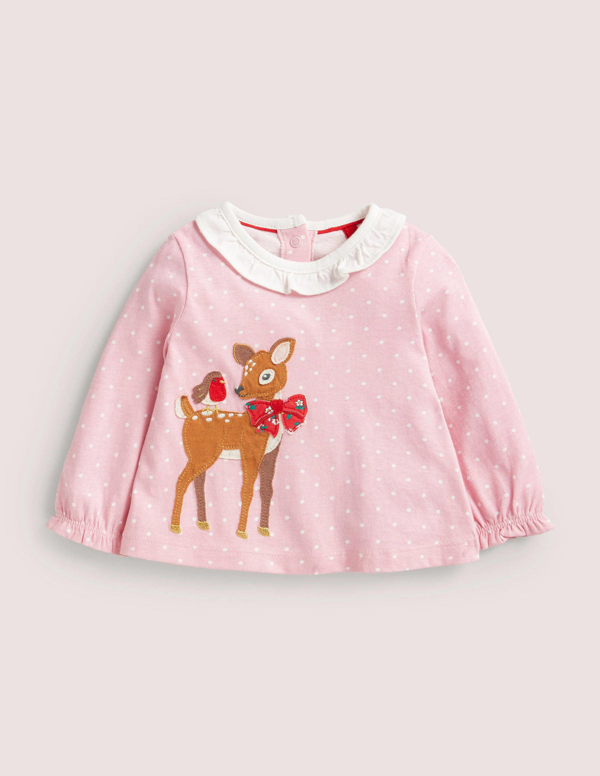 Appliqué Graphic T-Shirt-Cameo Pink Spot Deer-1