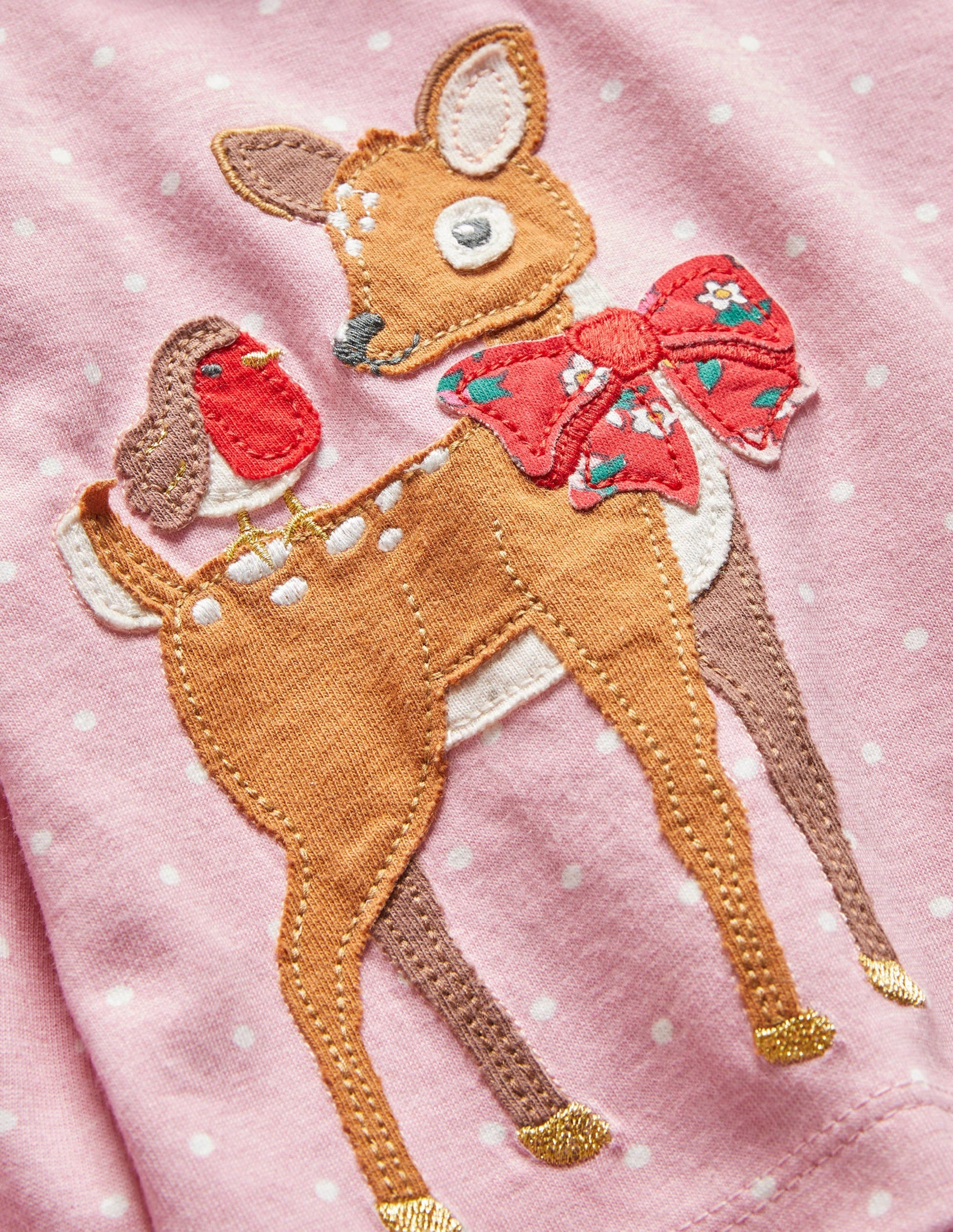 Appliqué Graphic T-Shirt-Cameo Pink Spot Deer-3