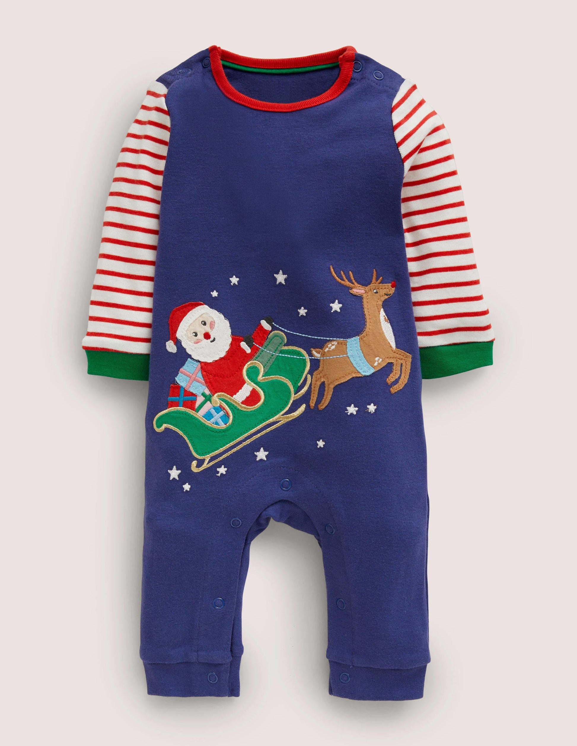 Appliqué Romper-Starboard Blue Festive-1