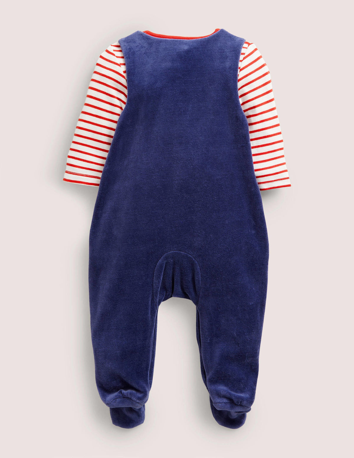 Velour Dungaree Set-Starboard Blue Christmas - Image 2