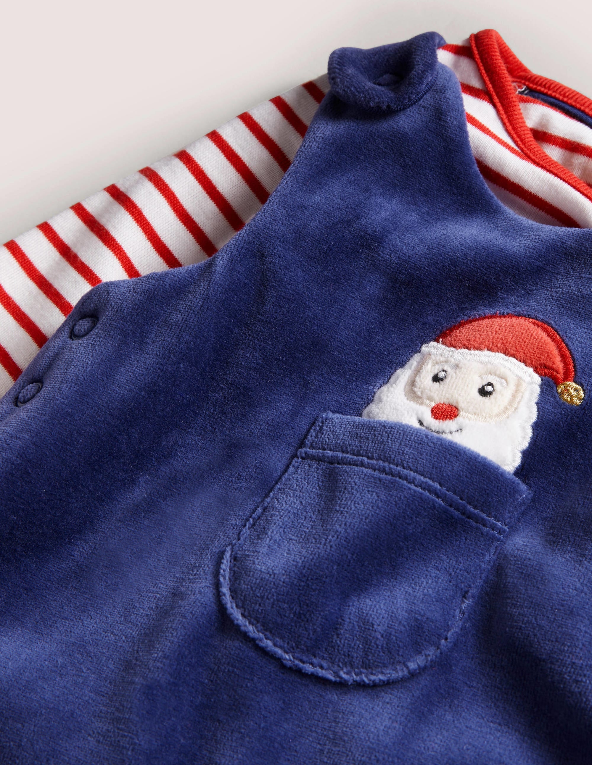 Velour Dungaree Set-Starboard Blue Christmas - Image 3
