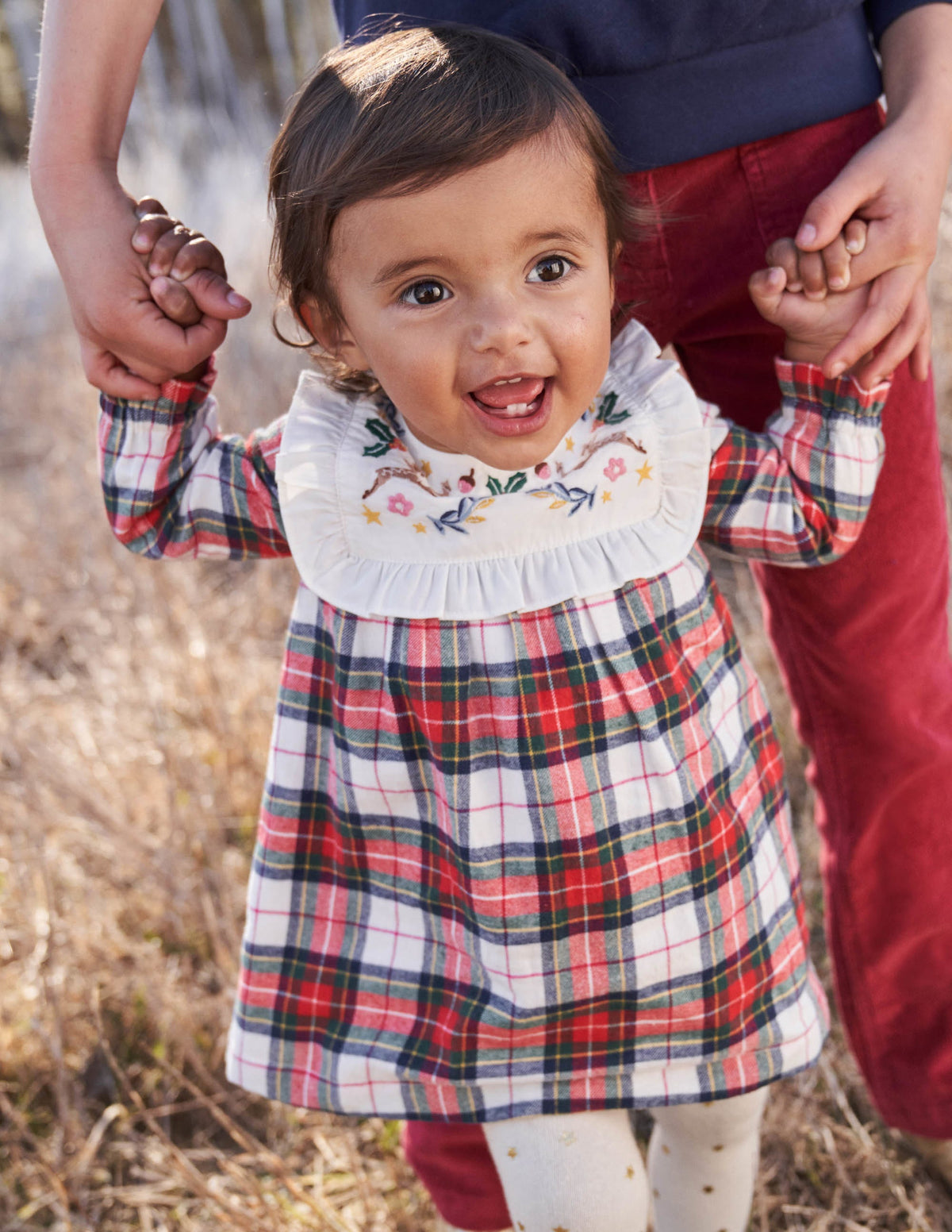 Check Dress and Tights Set-Ivory/Red Check - Image 5
