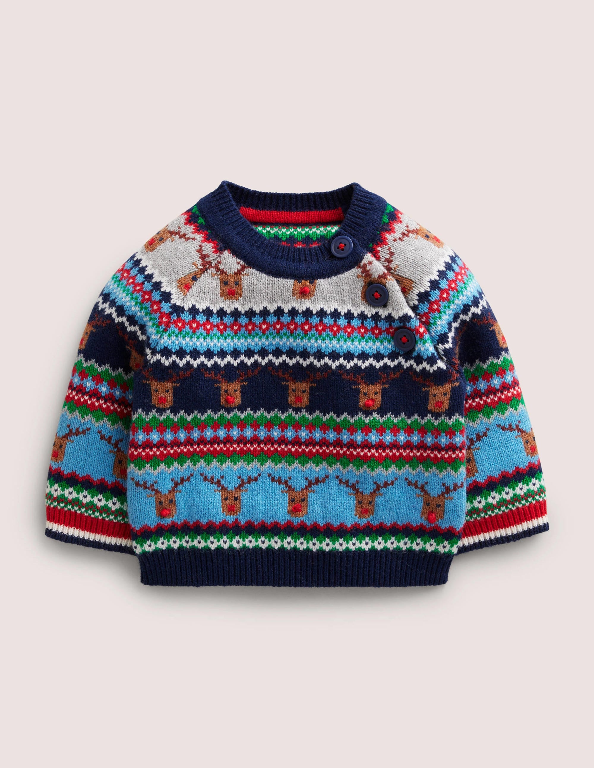 Reindeer Fair Isle Jumper-Grey Marl Reindeers - Image 1