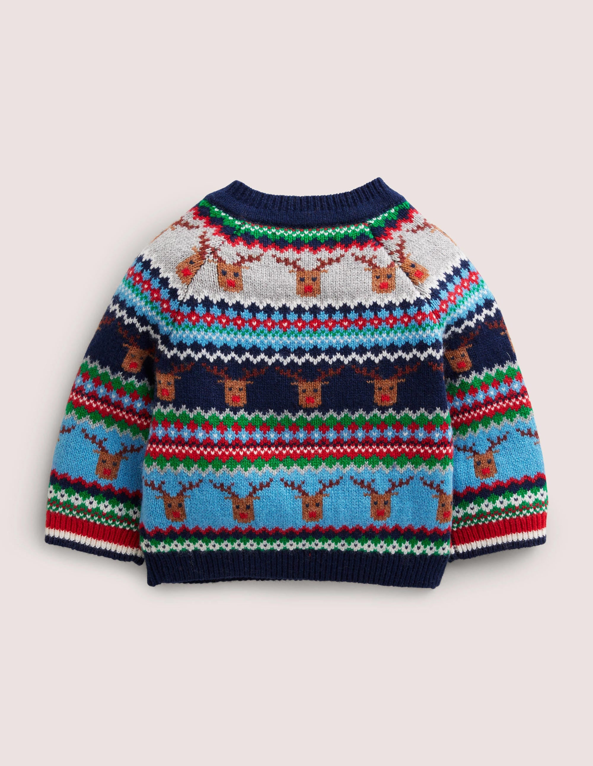 Reindeer Fair Isle Jumper-Grey Marl Reindeers - Image 2