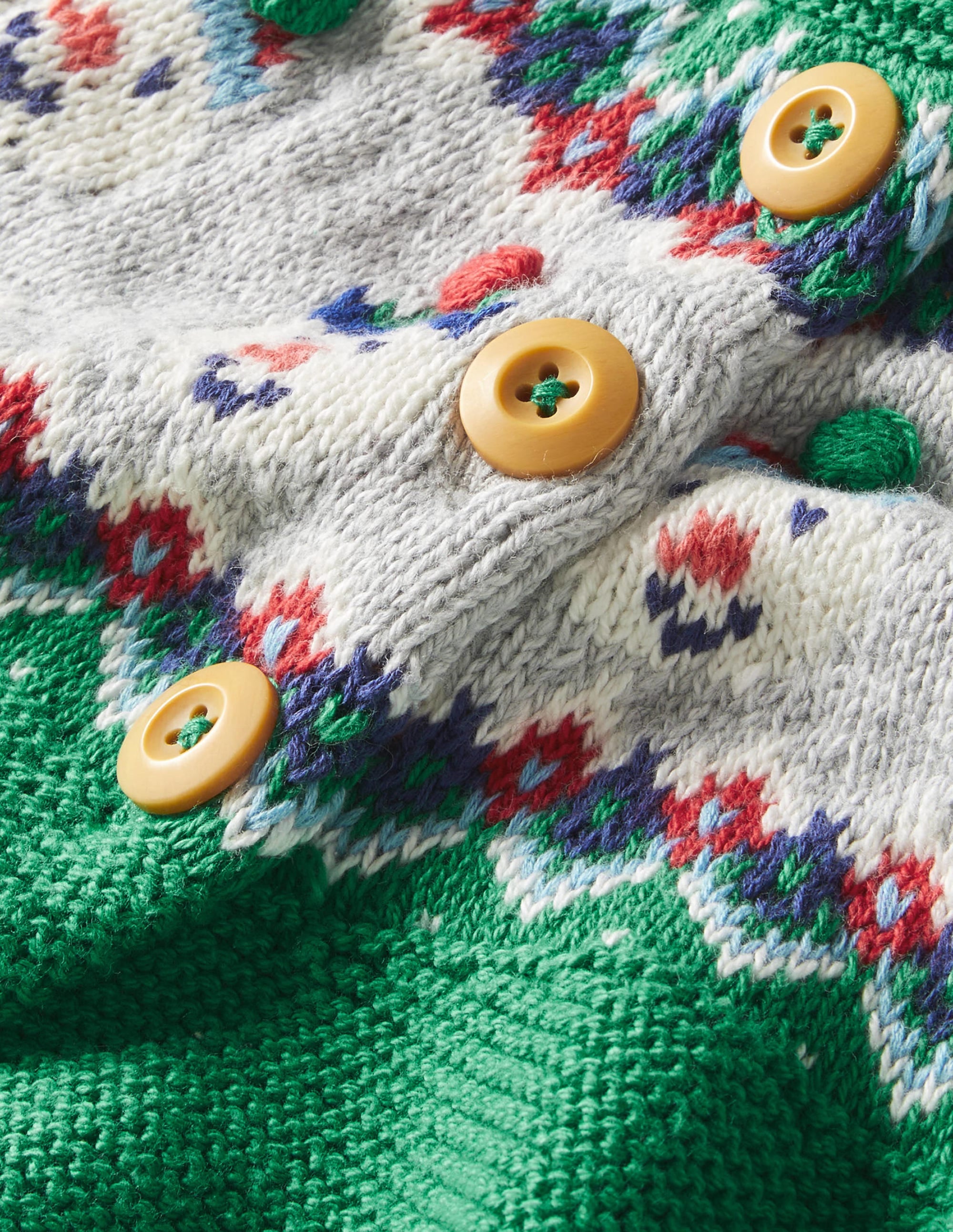Fair Isle Knitted Jacket-Green Snowman Fair Isle - Image 3