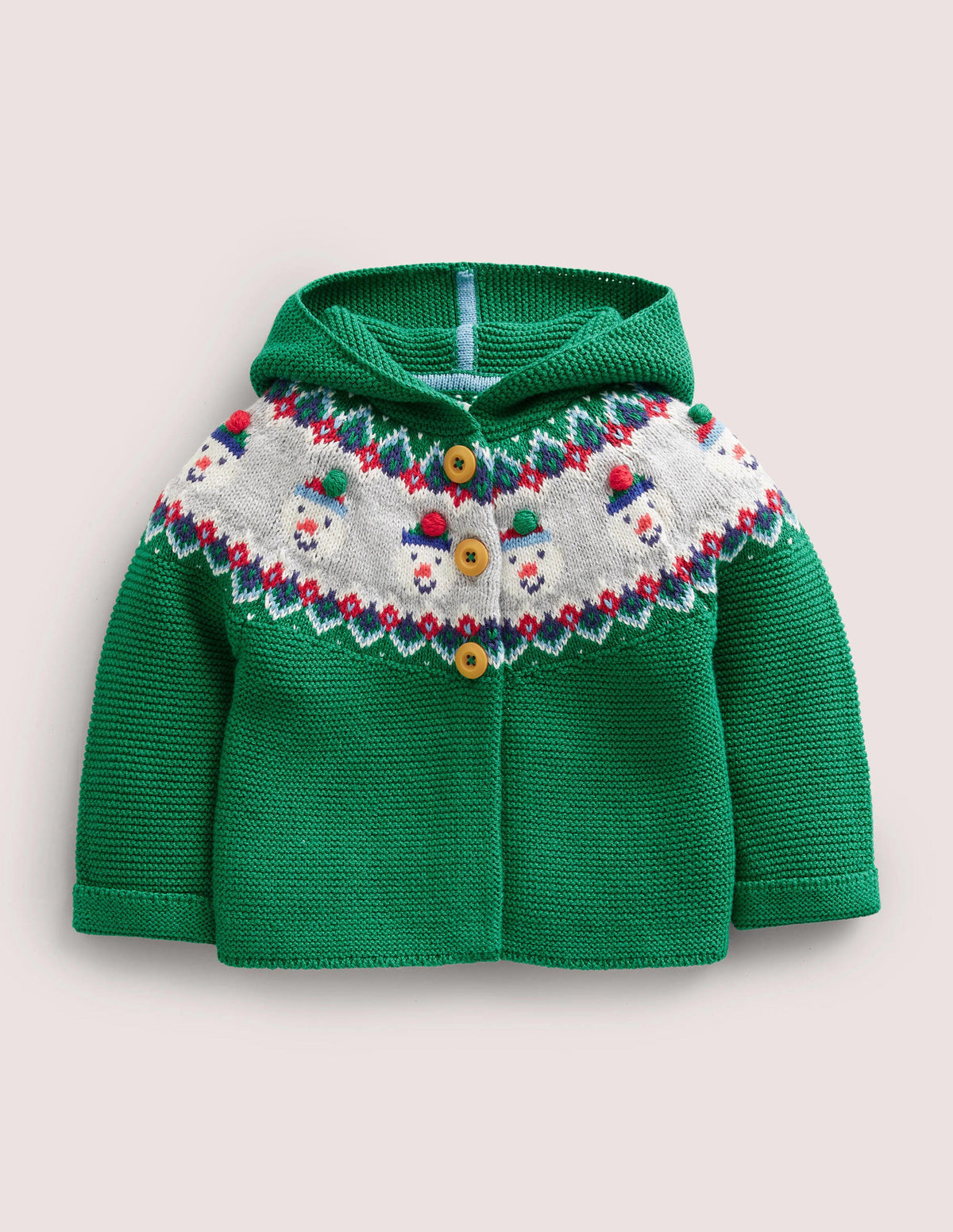 Fair Isle Knitted Jacket-Green Snowman Fair Isle - Image 1