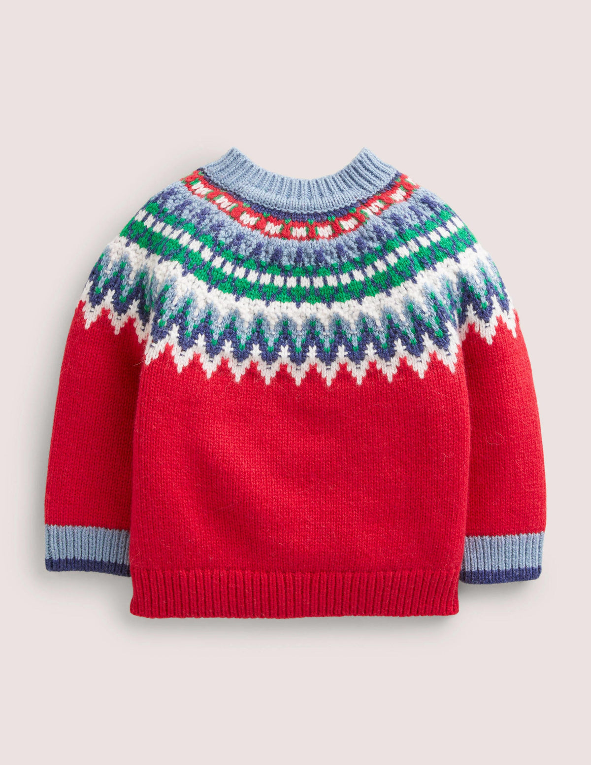 Fun Fairisle Yoke Sweater-Rockabilly Red Fairisle - Image 2