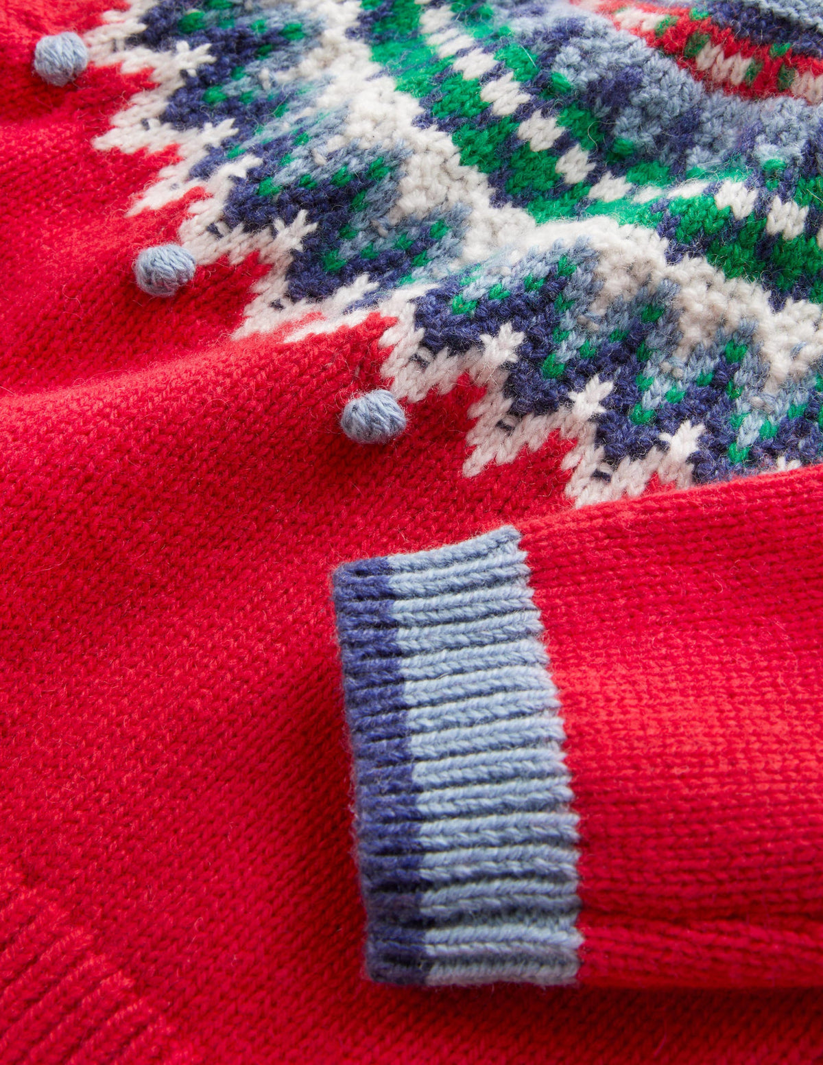 Fun Fairisle Yoke Sweater-Rockabilly Red Fairisle-3
