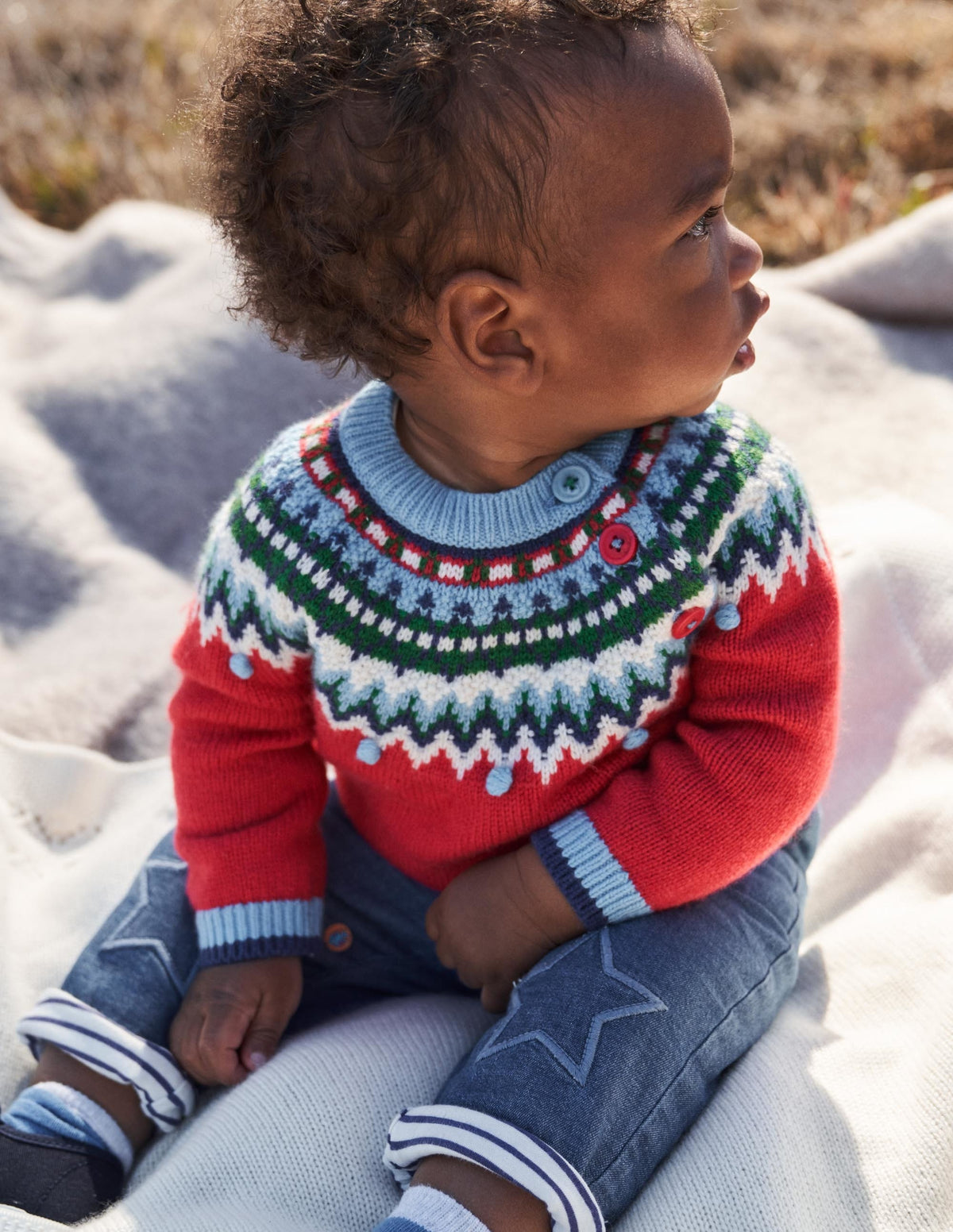 Fun Fairisle Yoke Sweater-Rockabilly Red Fairisle - Image 4