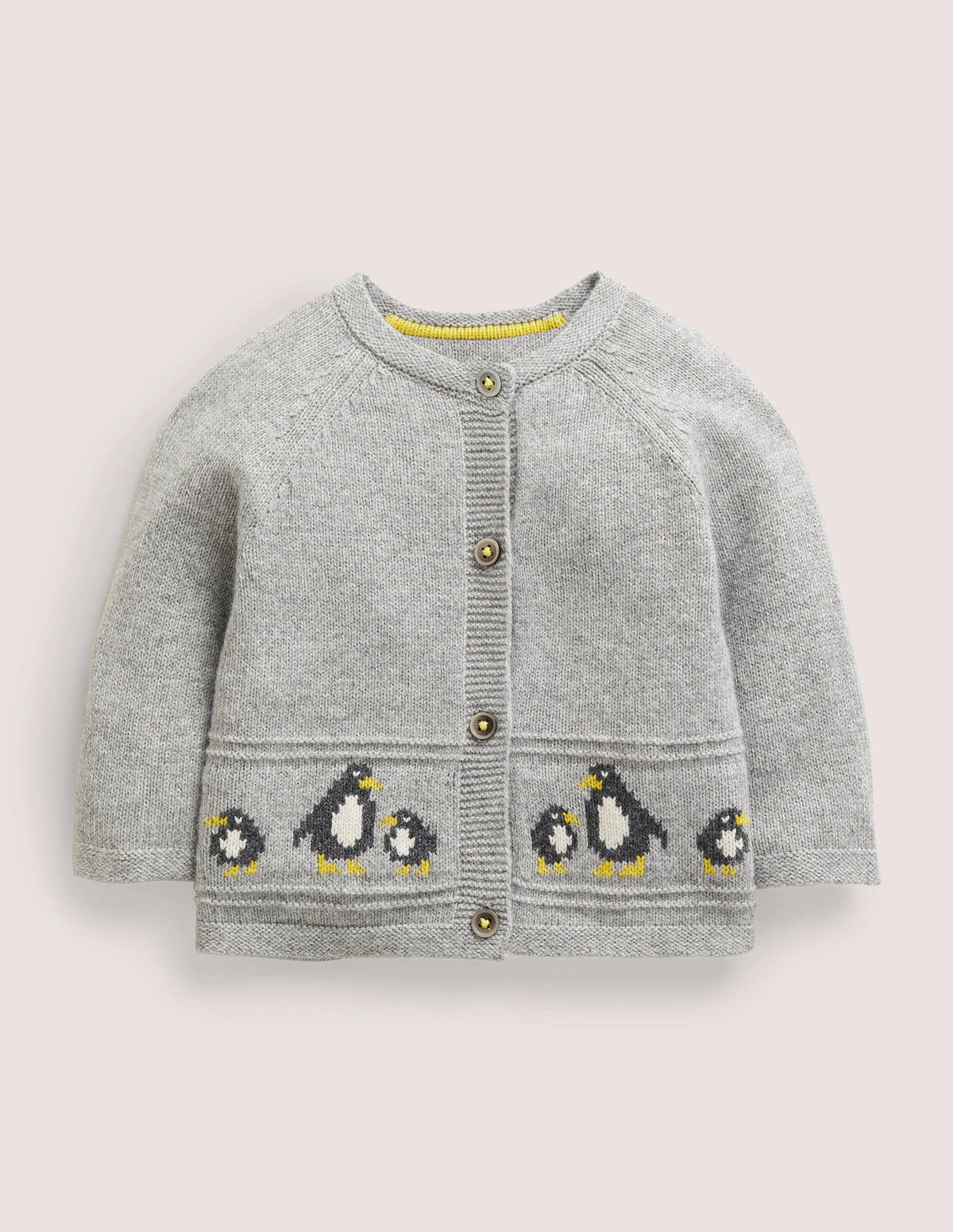 Newborn Fair Isle Cardigan-Silver Marl Penguins-1