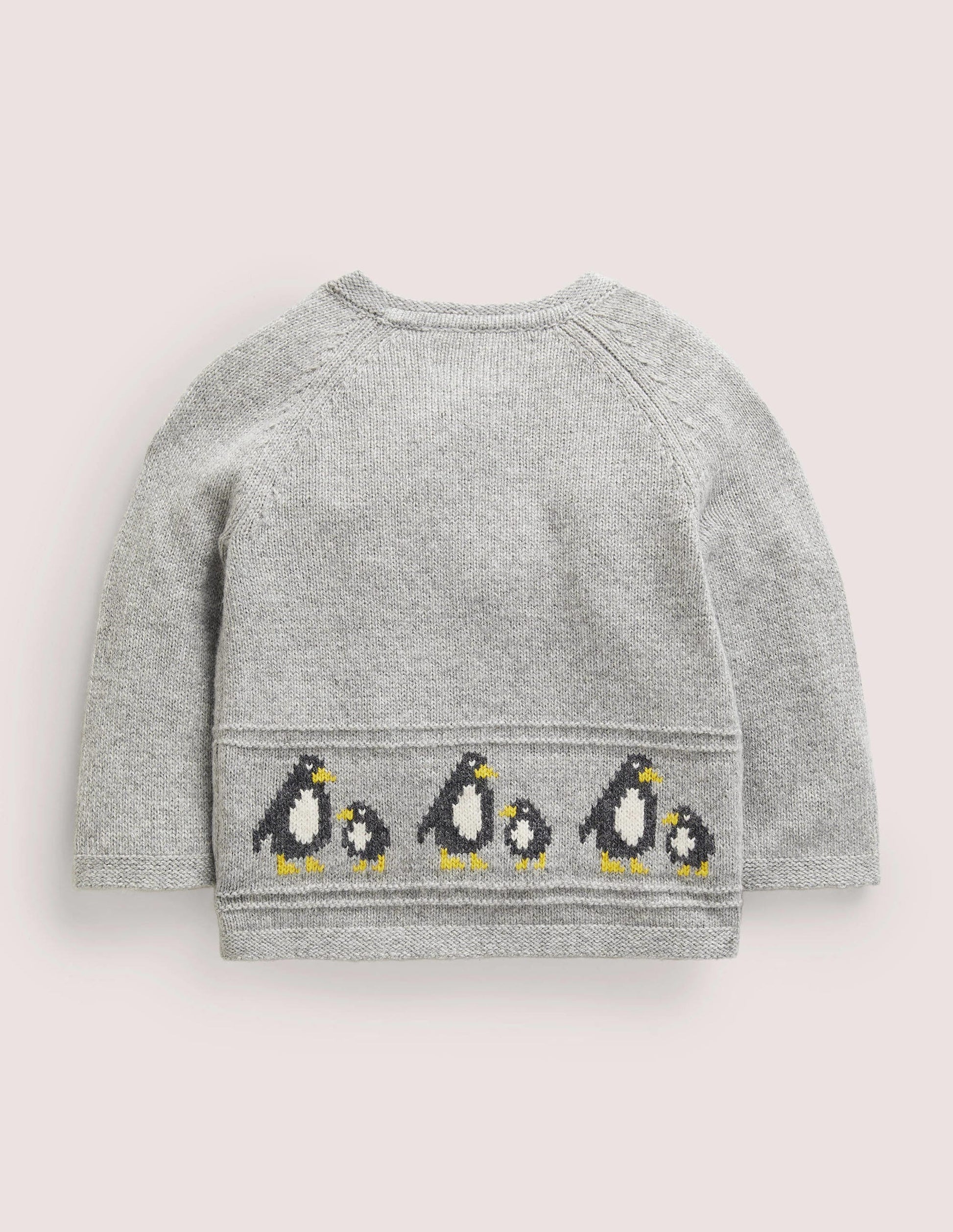 Newborn Fair Isle Cardigan-Silver Marl Penguins-2