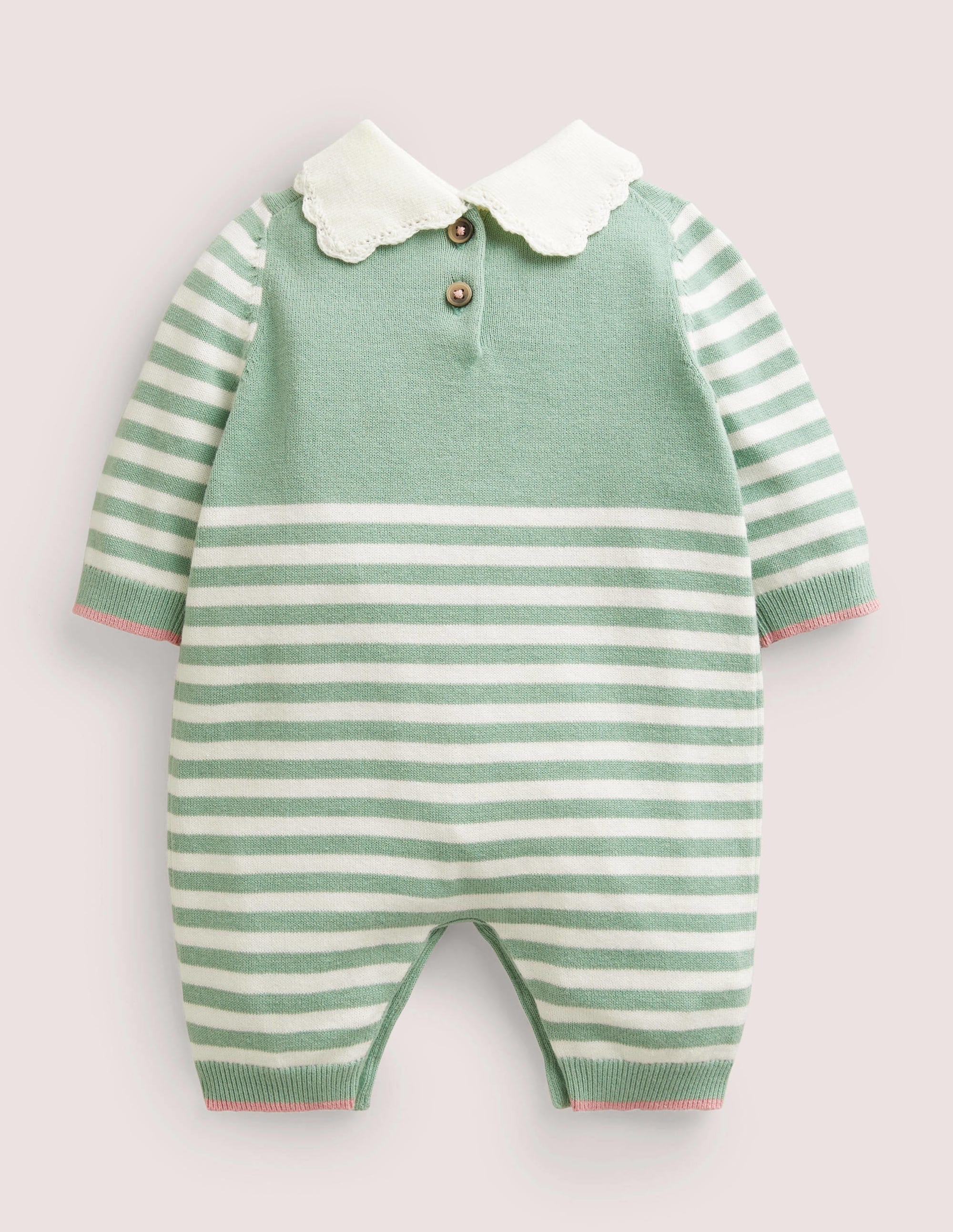 Green Striped Knitted Elf Romper-Csarite Green Stripe Elf - Image 2