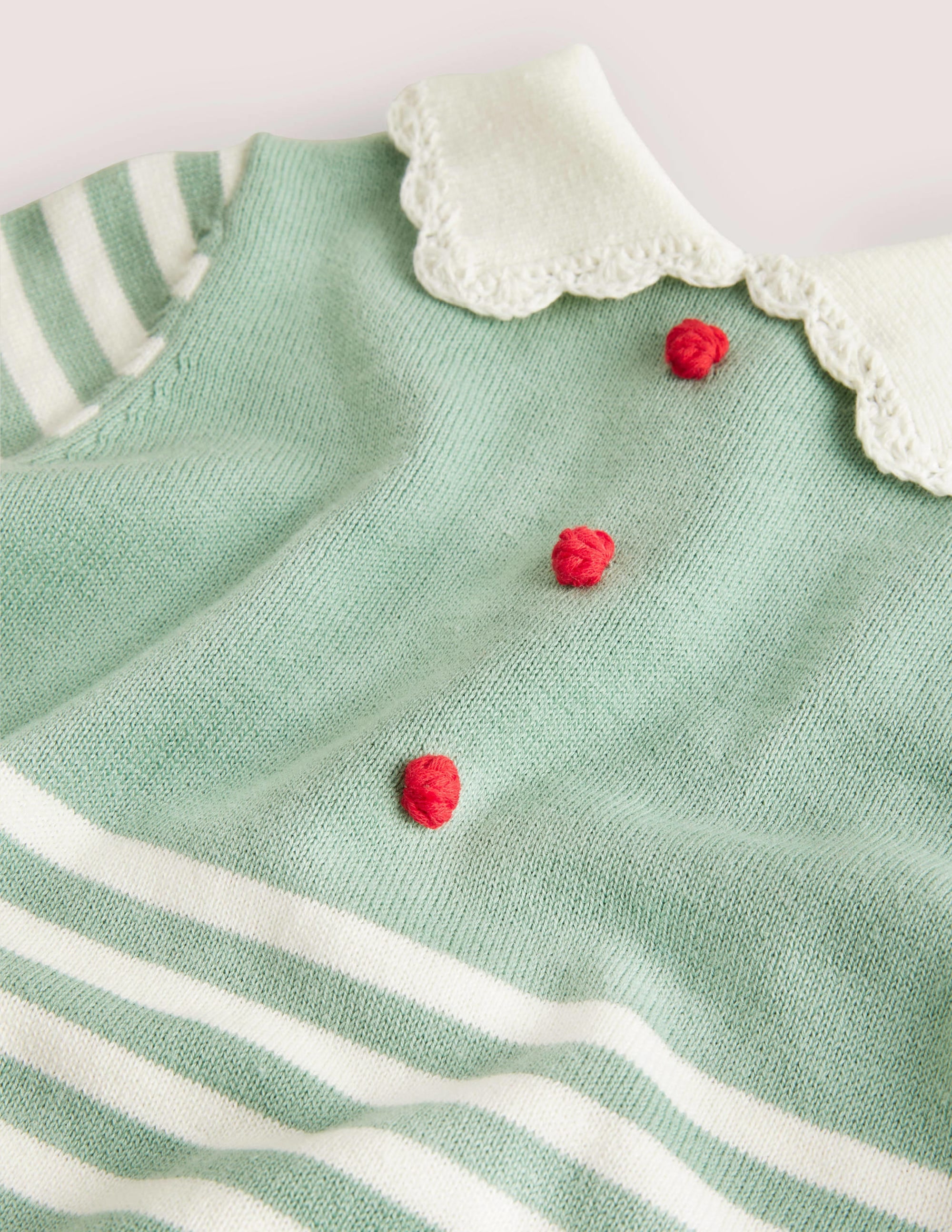 Green Striped Knitted Elf Romper-Csarite Green Stripe Elf - Image 3