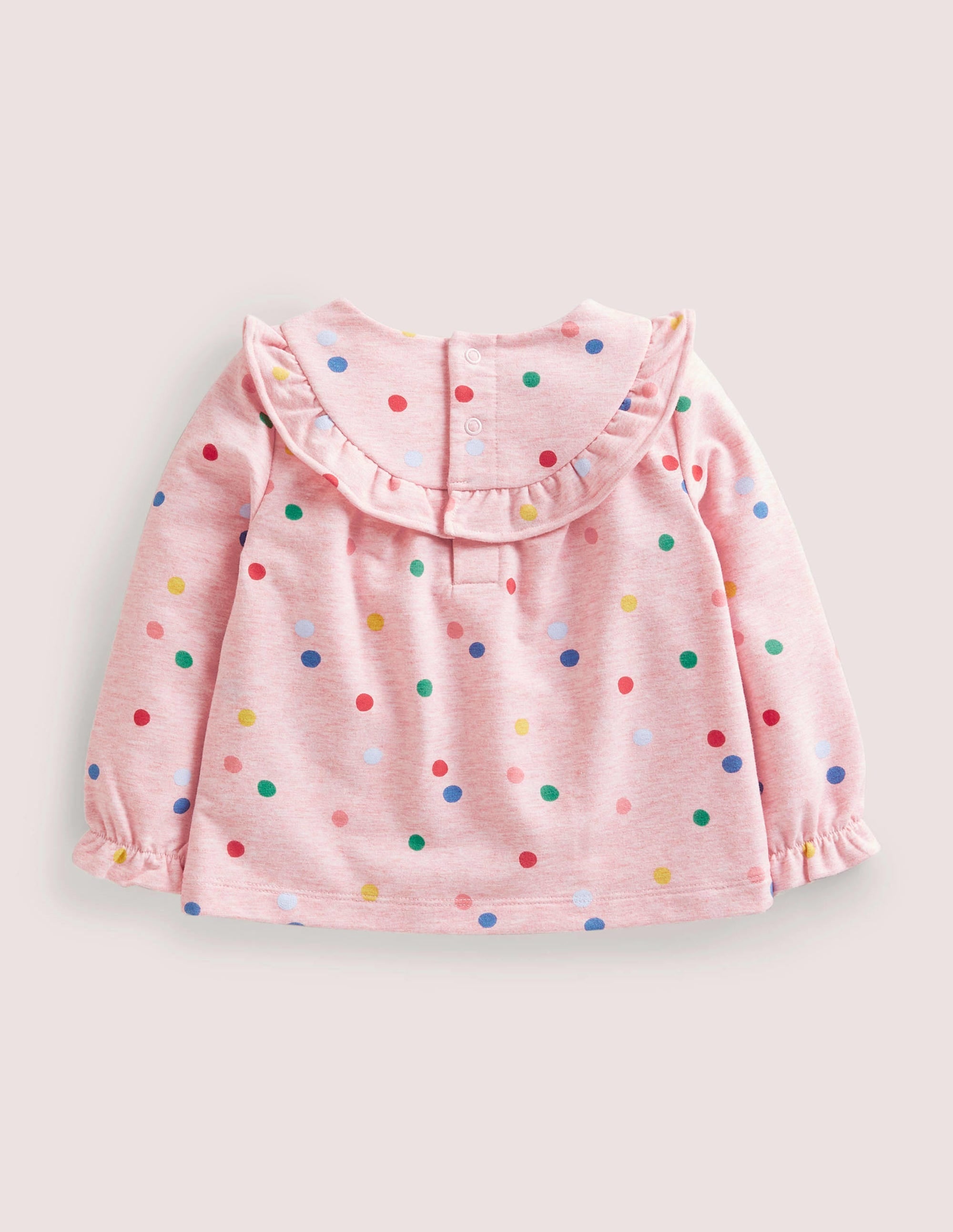 Cosy Ruffle Top-Pink Marl Painted Spot - Image 2