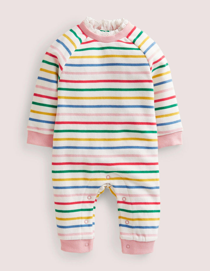 Jersey Ruffle Romper-Multi Stripe