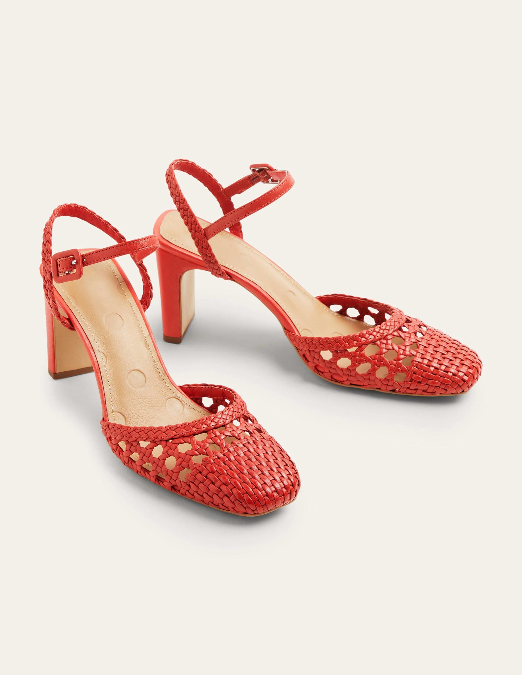 Ellie Woven Slingback Heels-Aurora Red - Image 1
