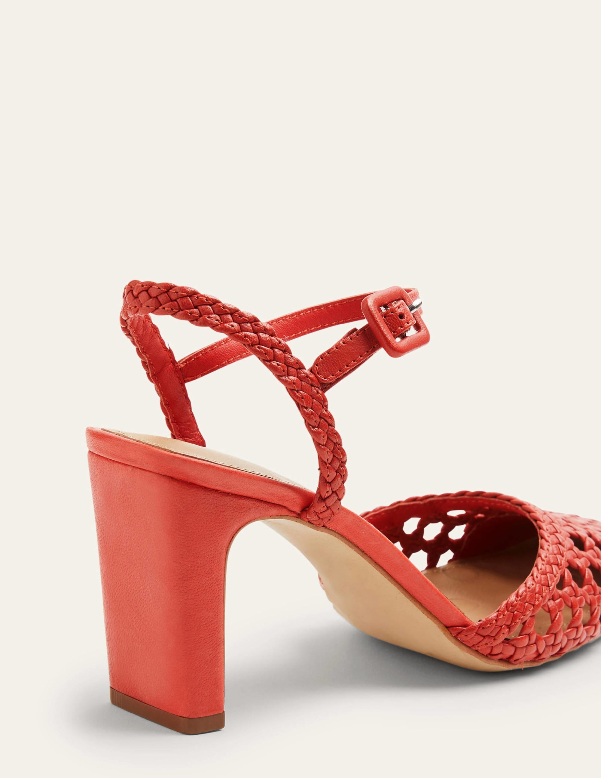 Ellie Woven Slingback Heels-Aurora Red - Image 6