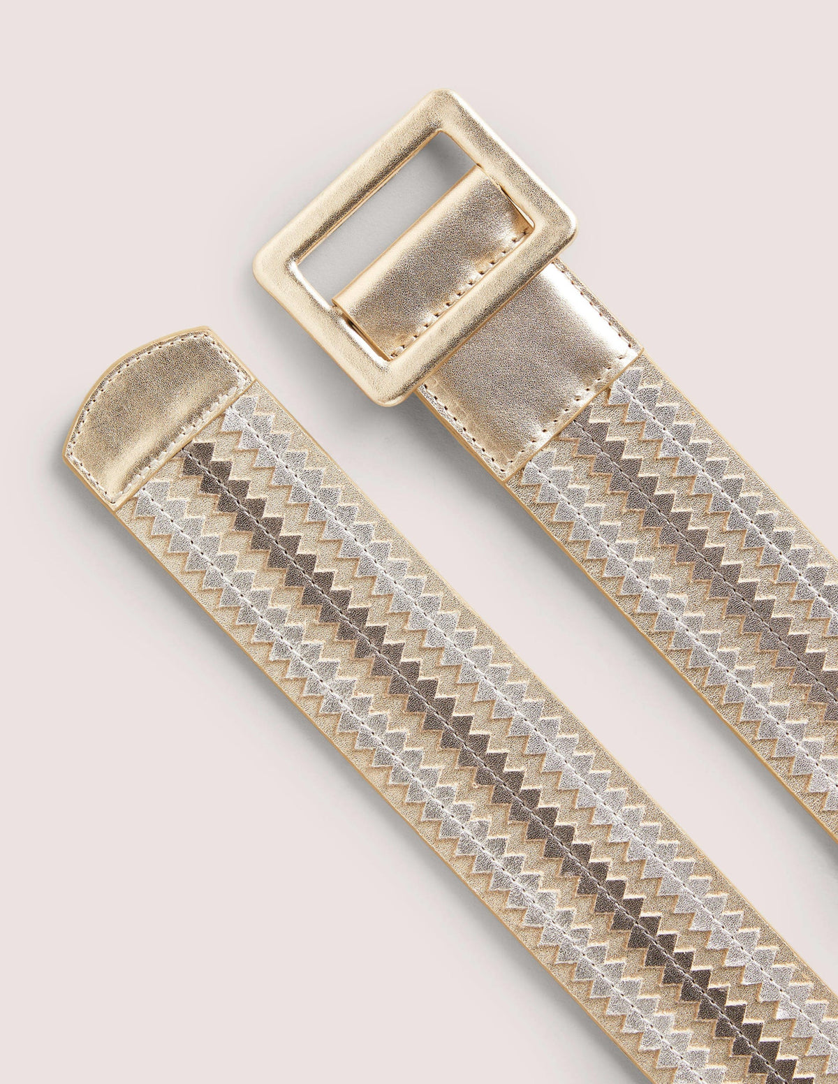 Contrast Stitch Waist Belt-Metallic Gold - Image 2