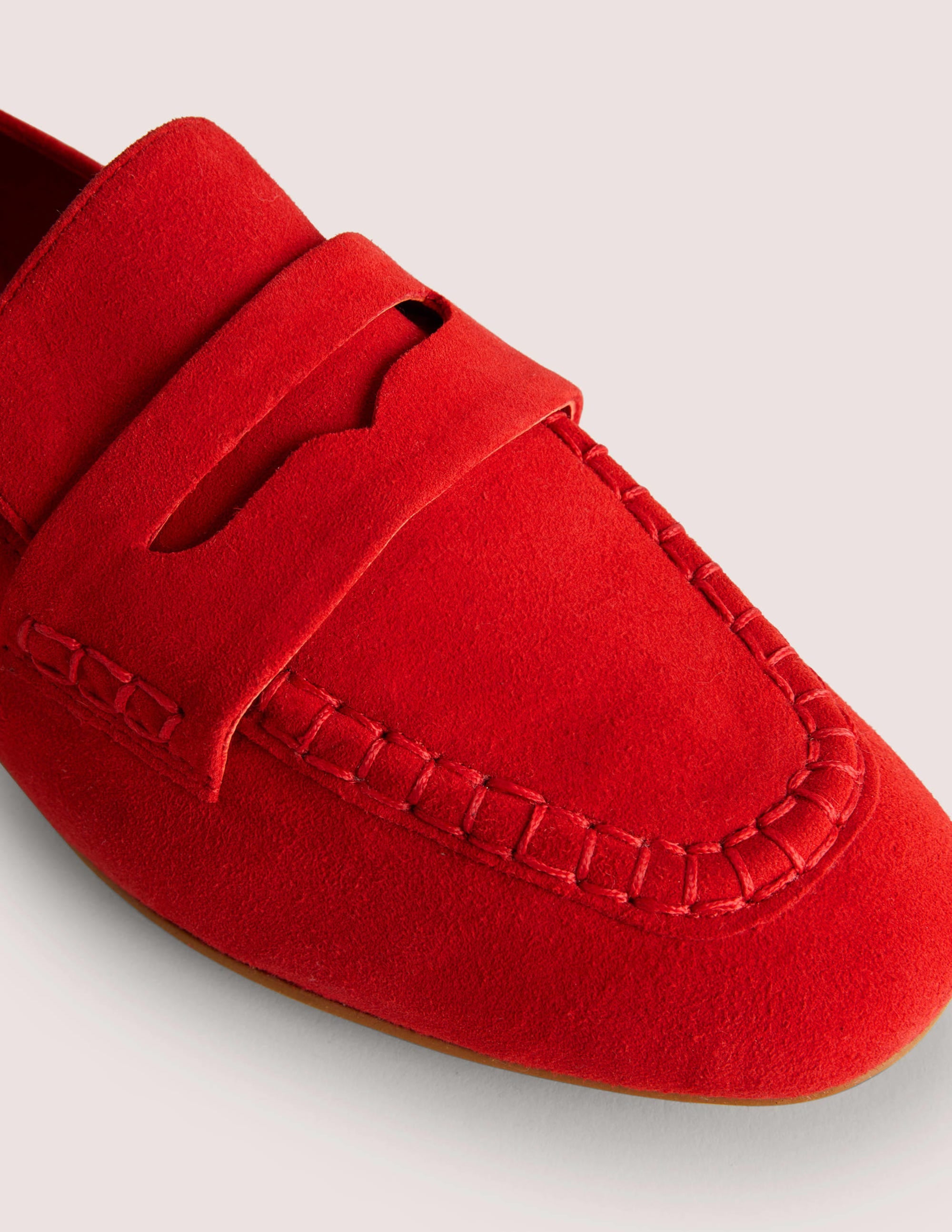 Suede Penny Loafers-Rocket Red - Image 3