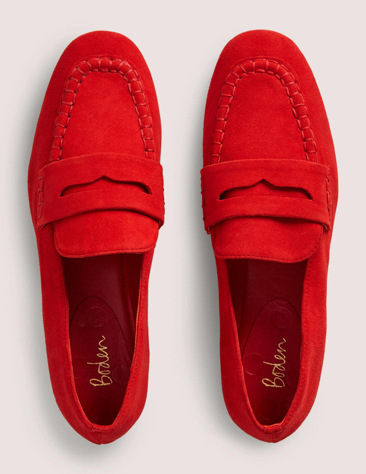 Suede Penny Loafers-Rocket Red - Image 4