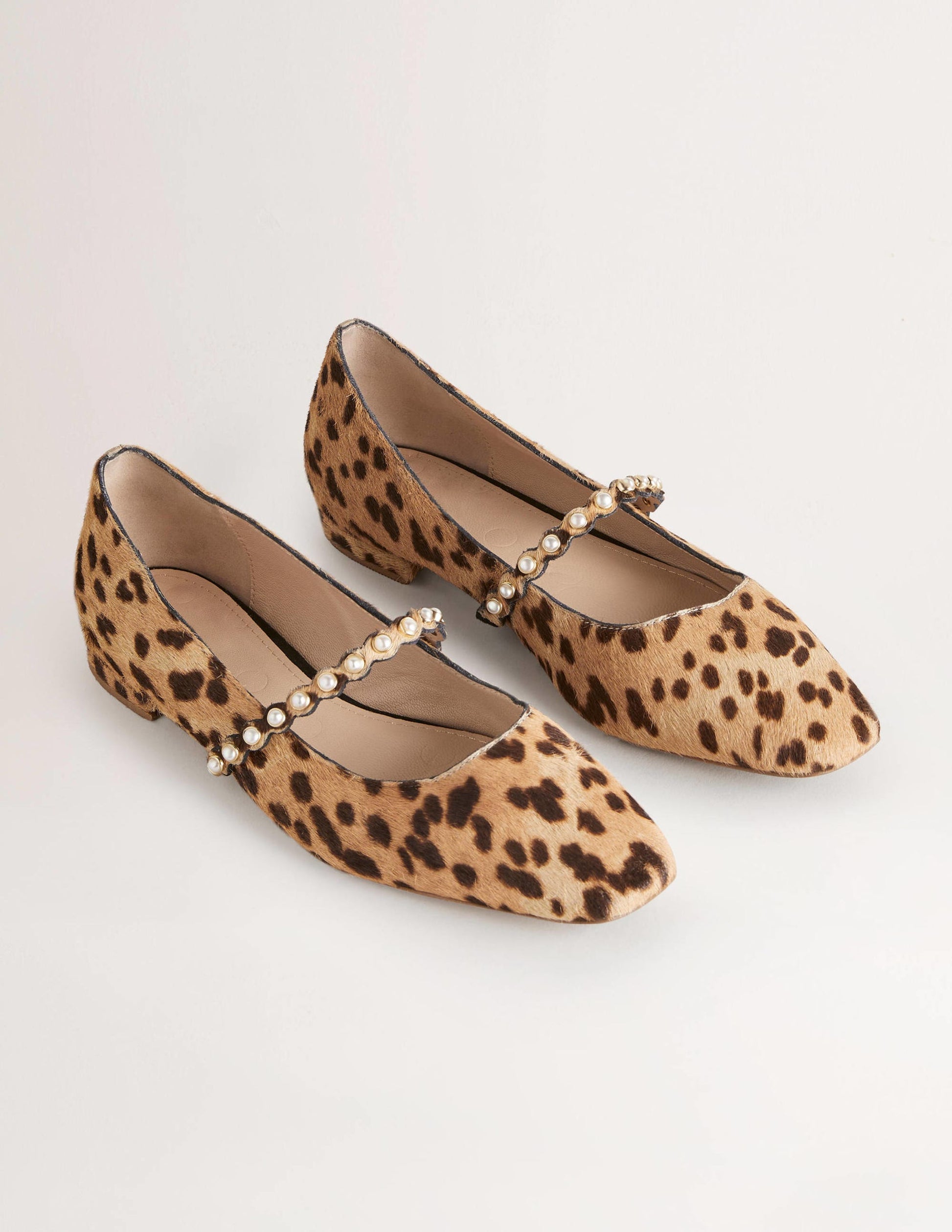 Pearl Strap Ballerina Pumps-Cheetah-3