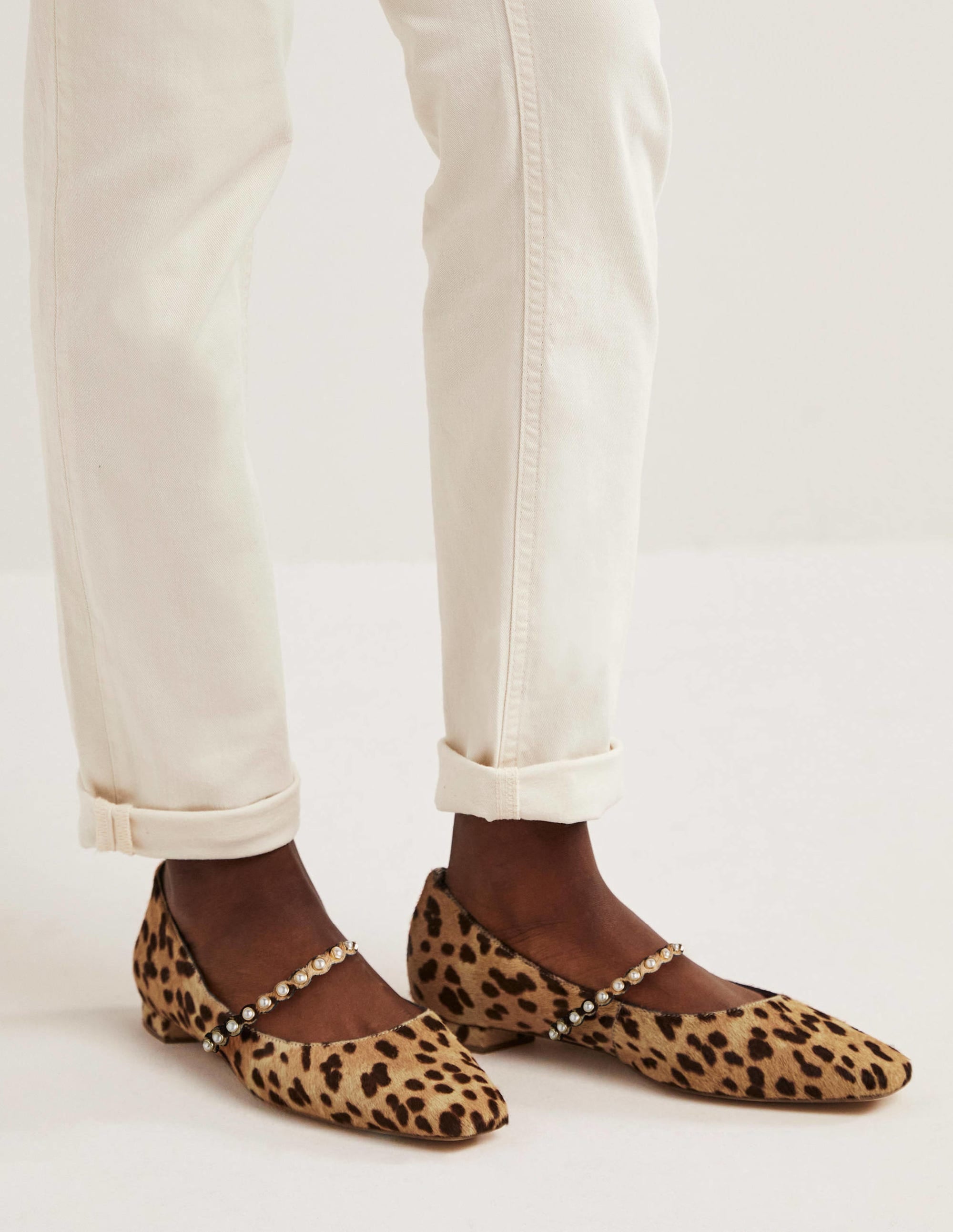 Pearl Strap Ballerina Pumps-Cheetah - Image 1