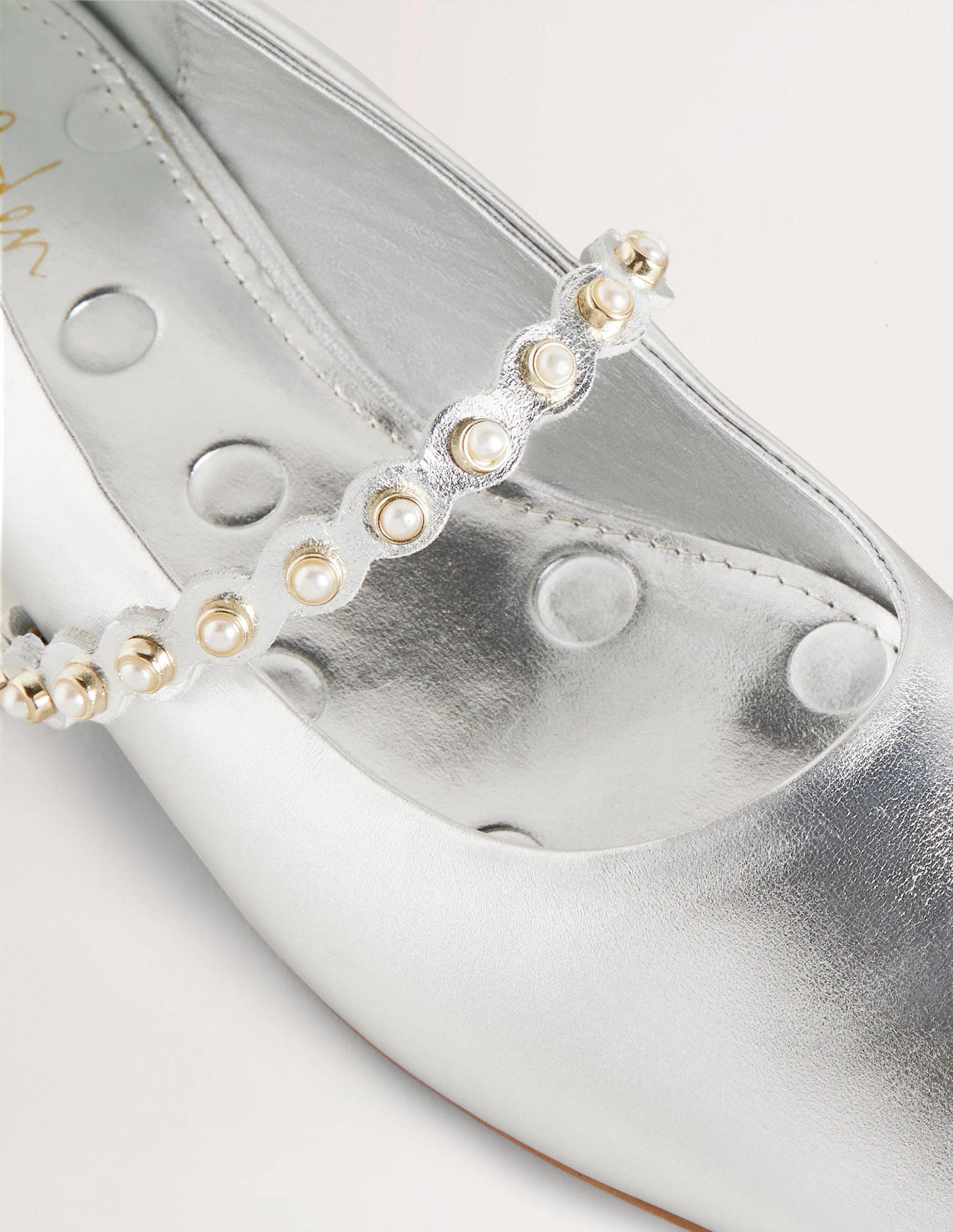 Pearl Strap Ballerina Pumps-Silver Metallic-3